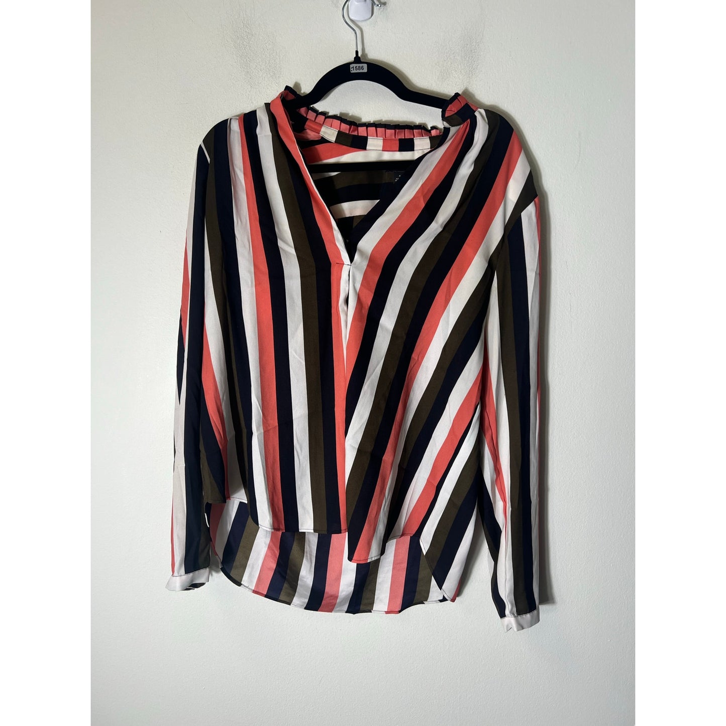 Ann Taylor Multicolor Stripe Long Sleeve V-Neck Tunic Sz M
