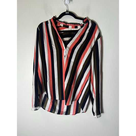 Ann Taylor Multicolor Stripe Long Sleeve V-Neck Tunic Sz M