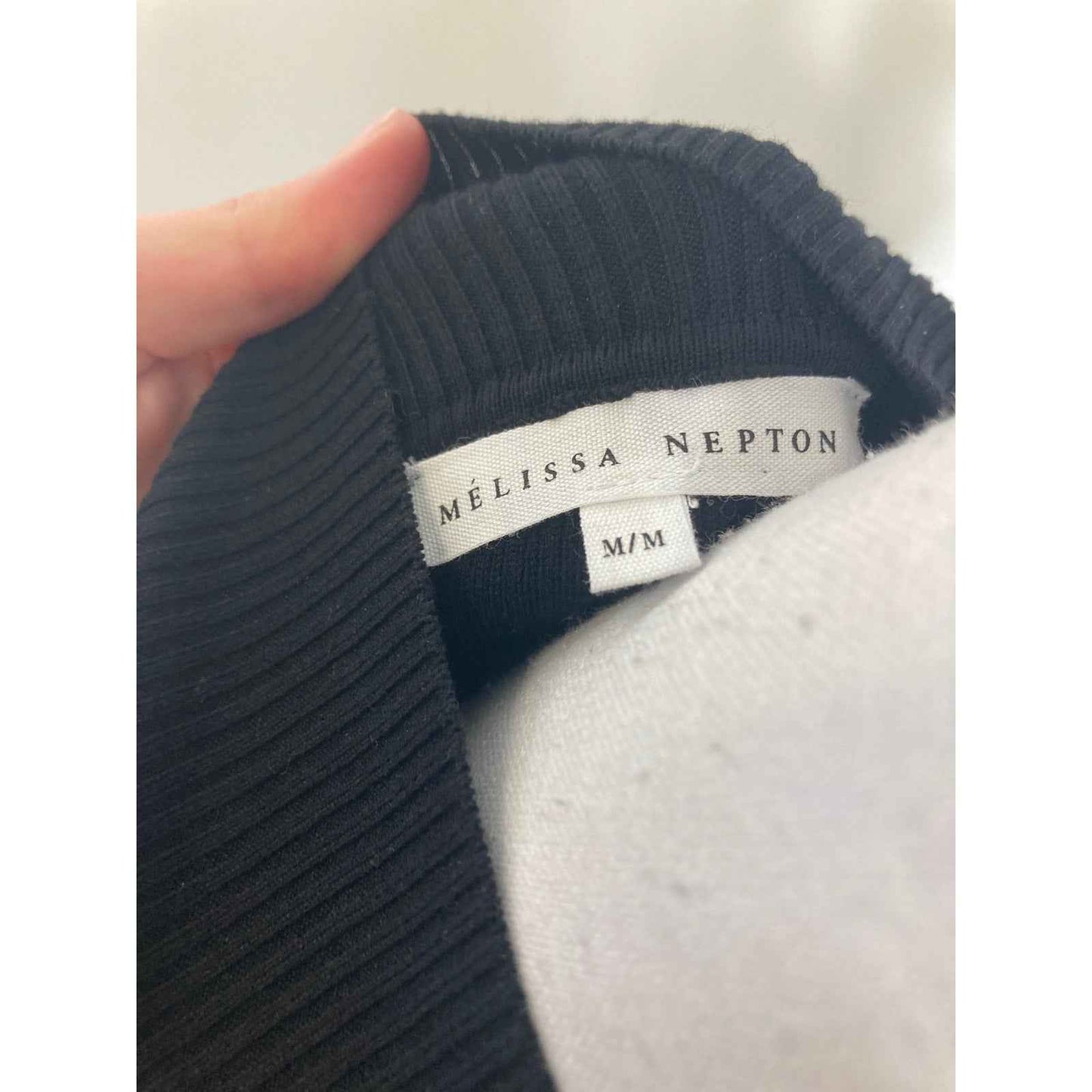 Melissa Nepton Black Turtleneck Sweater Top Sz M