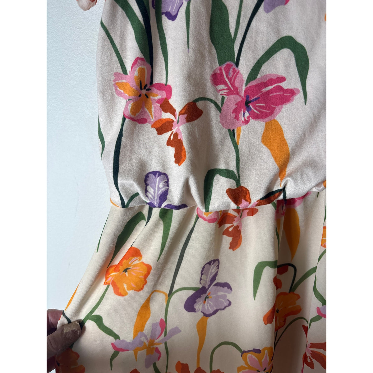 Hutch Multicolor Floral Blouson Short Sleeve Knee Midi Dress Sz M