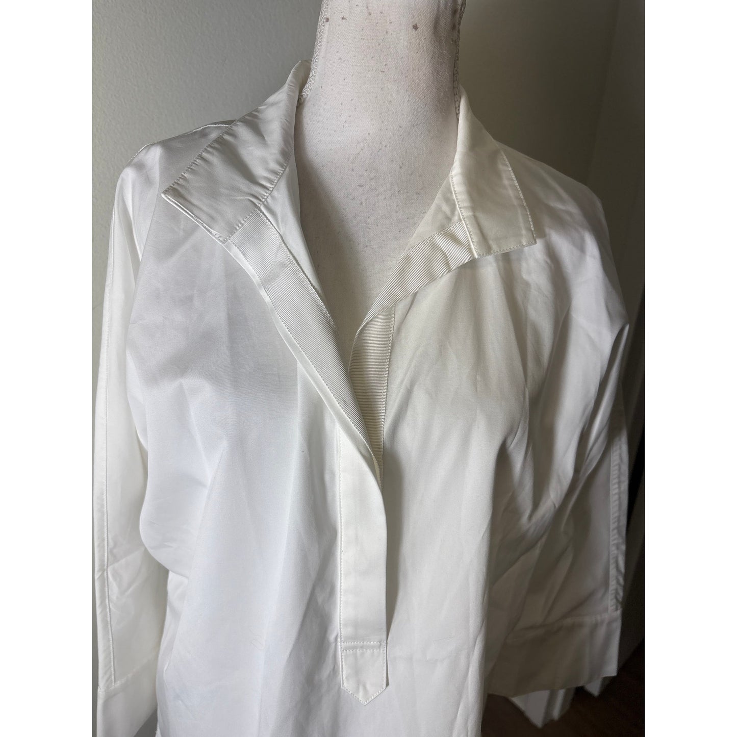 NWT Ann Mashburn White Poplin Fanny Shirt Top Sz L