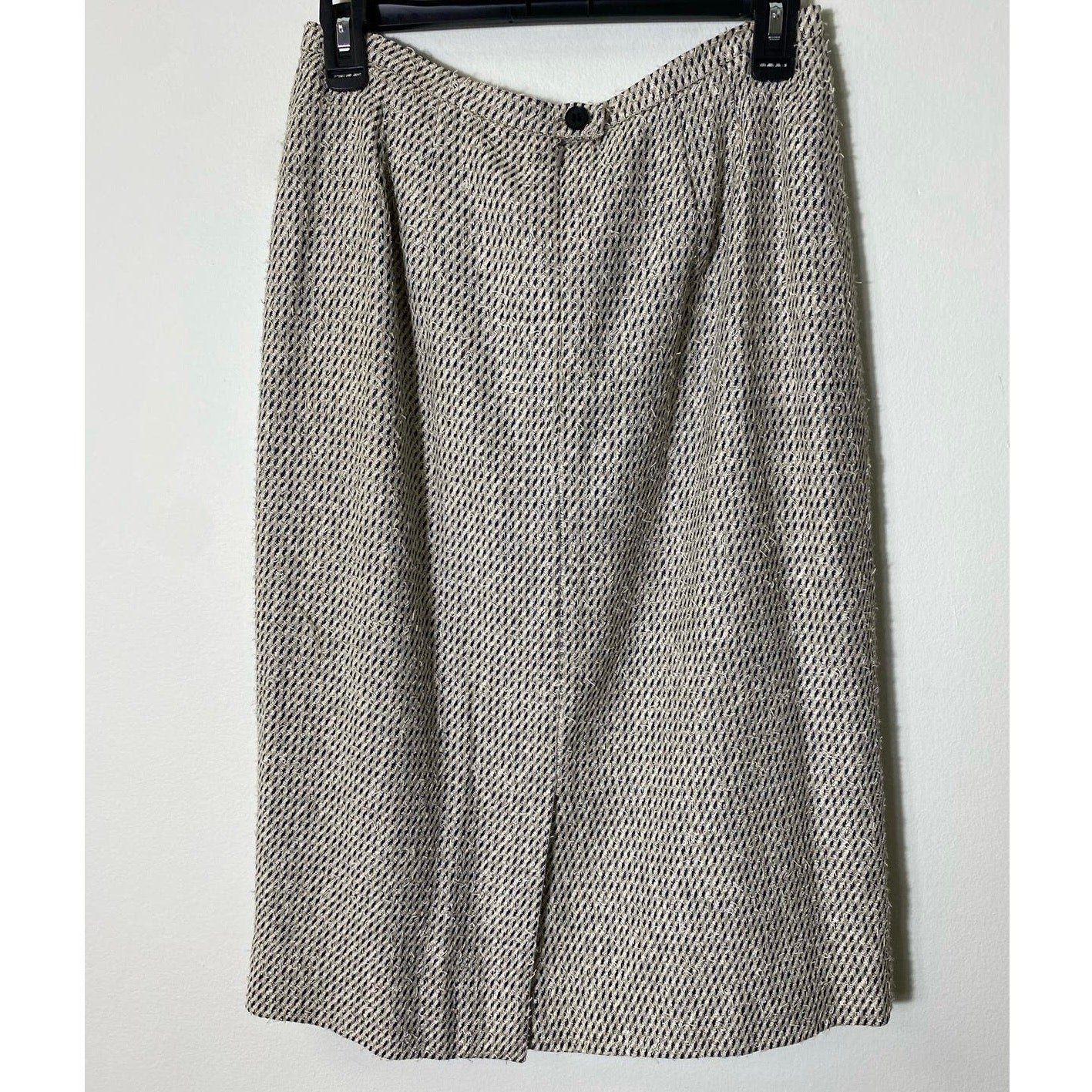 Carlisle Beige Black Cotton Wool Blend Pencil Skirt Sz 10