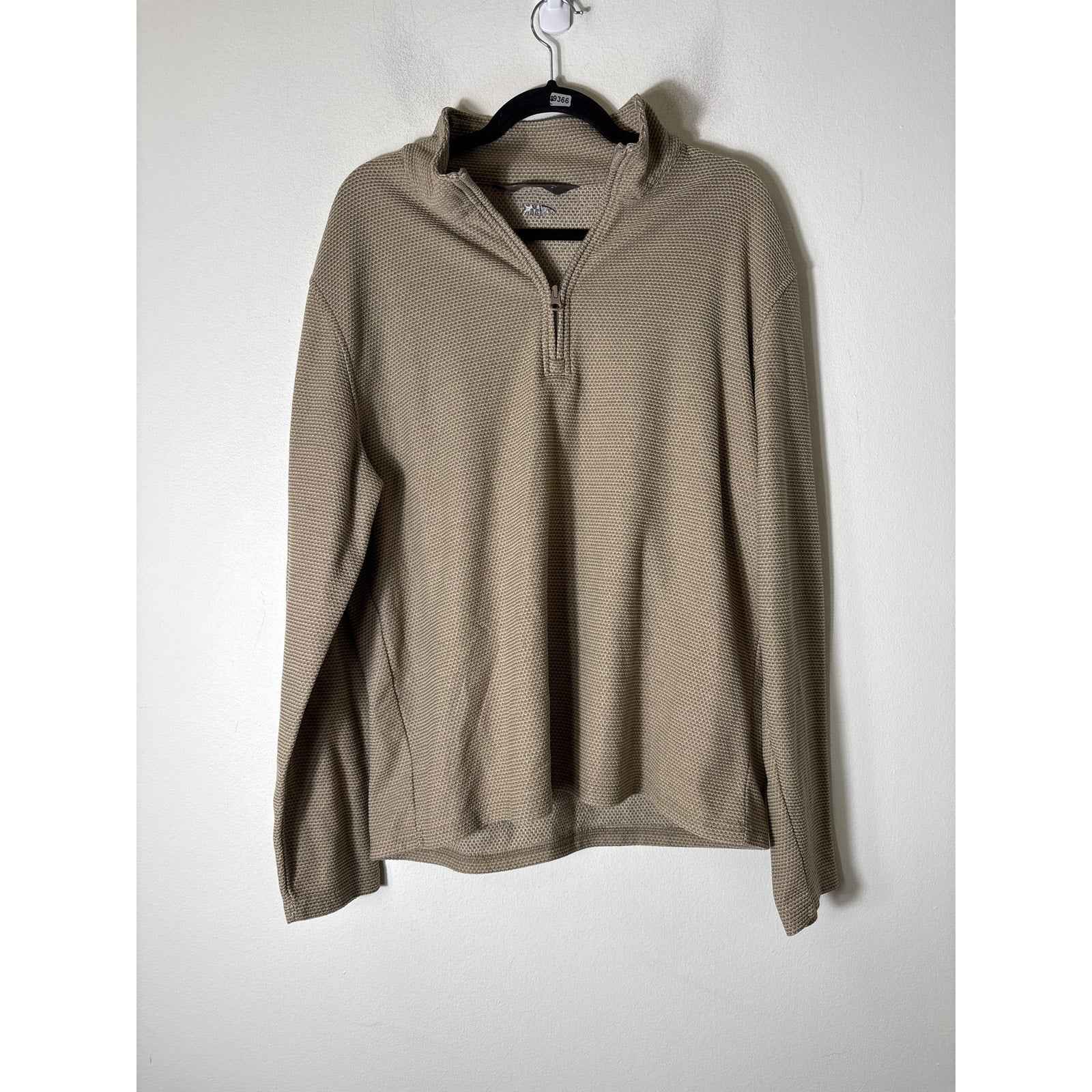 Mens Mountain Khakis Brown Textured 3/4 Pullover Sweater Fleece Sz L