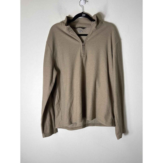 Mens Mountain Khakis Brown Textured 3/4 Pullover Sweater Fleece Sz L