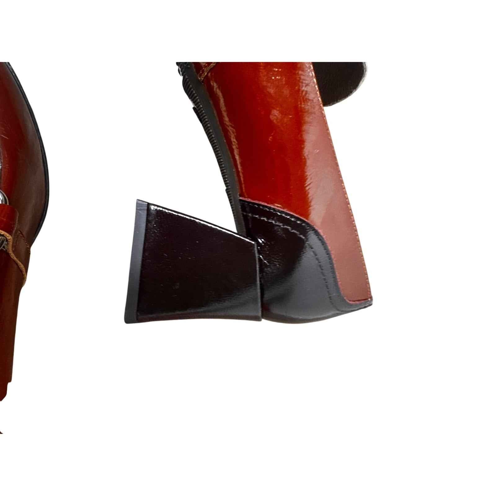 Wonders Ox Blood Leather Square Heel Horsebit Mule Sz 38