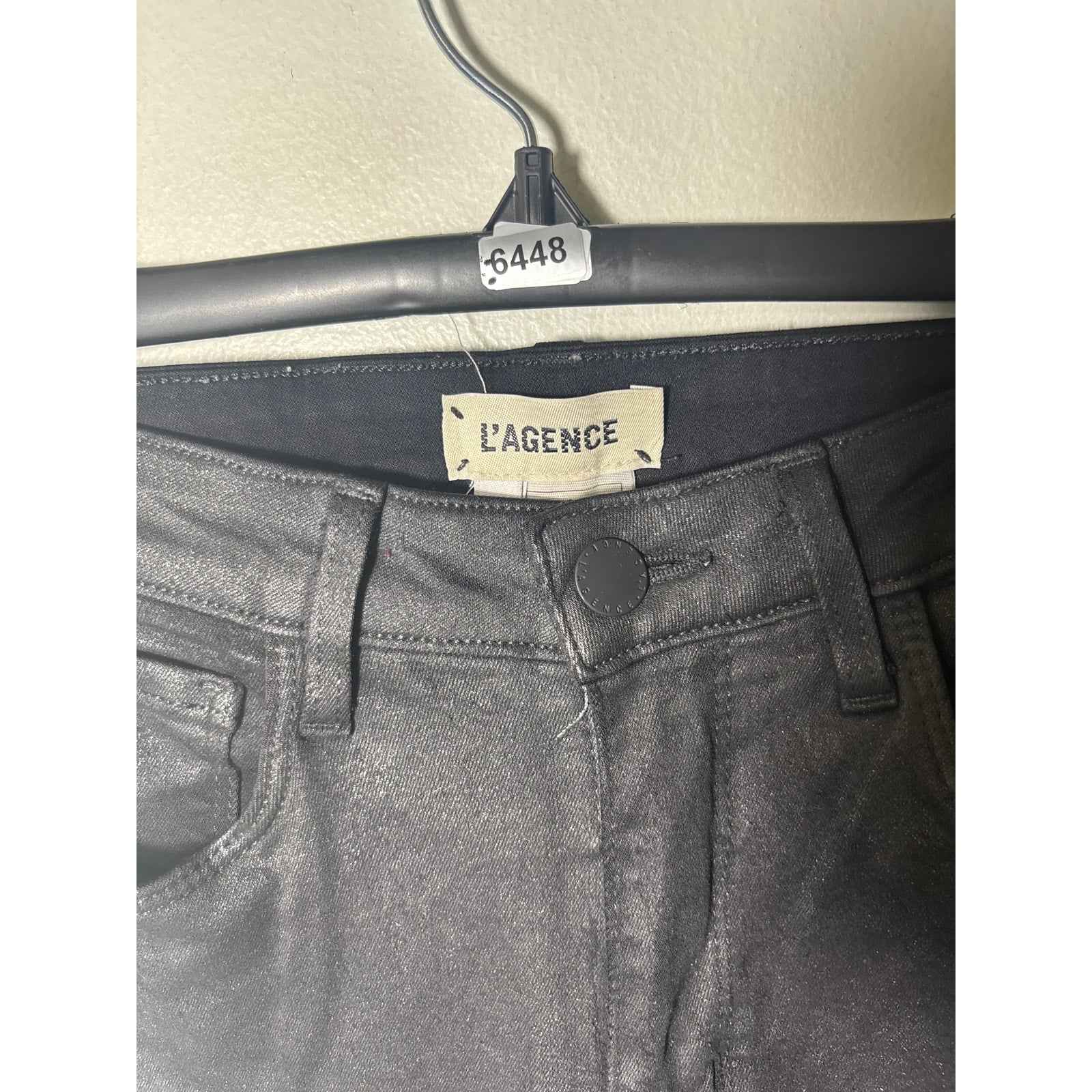 L'Agence Black Margot Skinny High Rise Shimmery Pants Sz 26