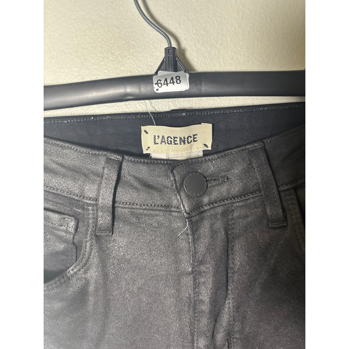 L'Agence Black Margot Skinny High Rise Shimmery Pants Sz 26