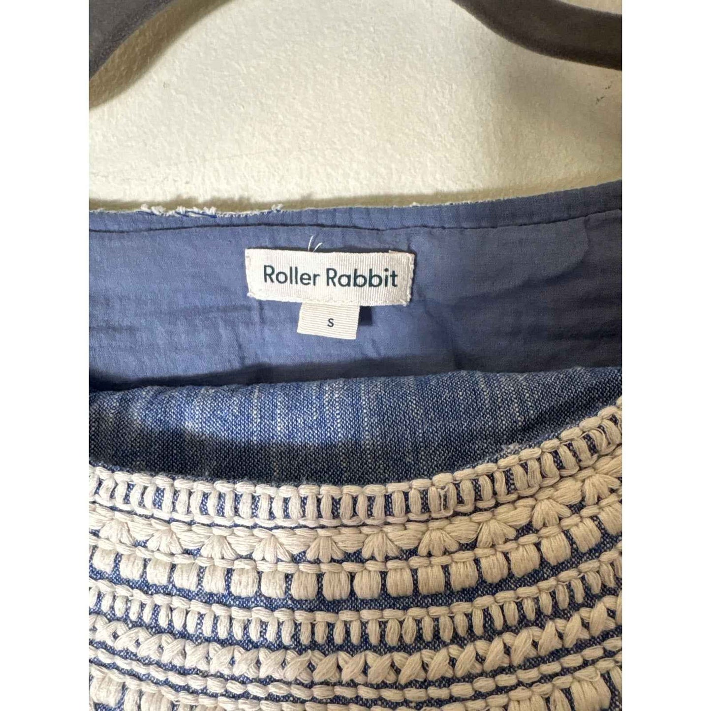 Roller Rabbit Chambray Embroidered Short Set Sz S