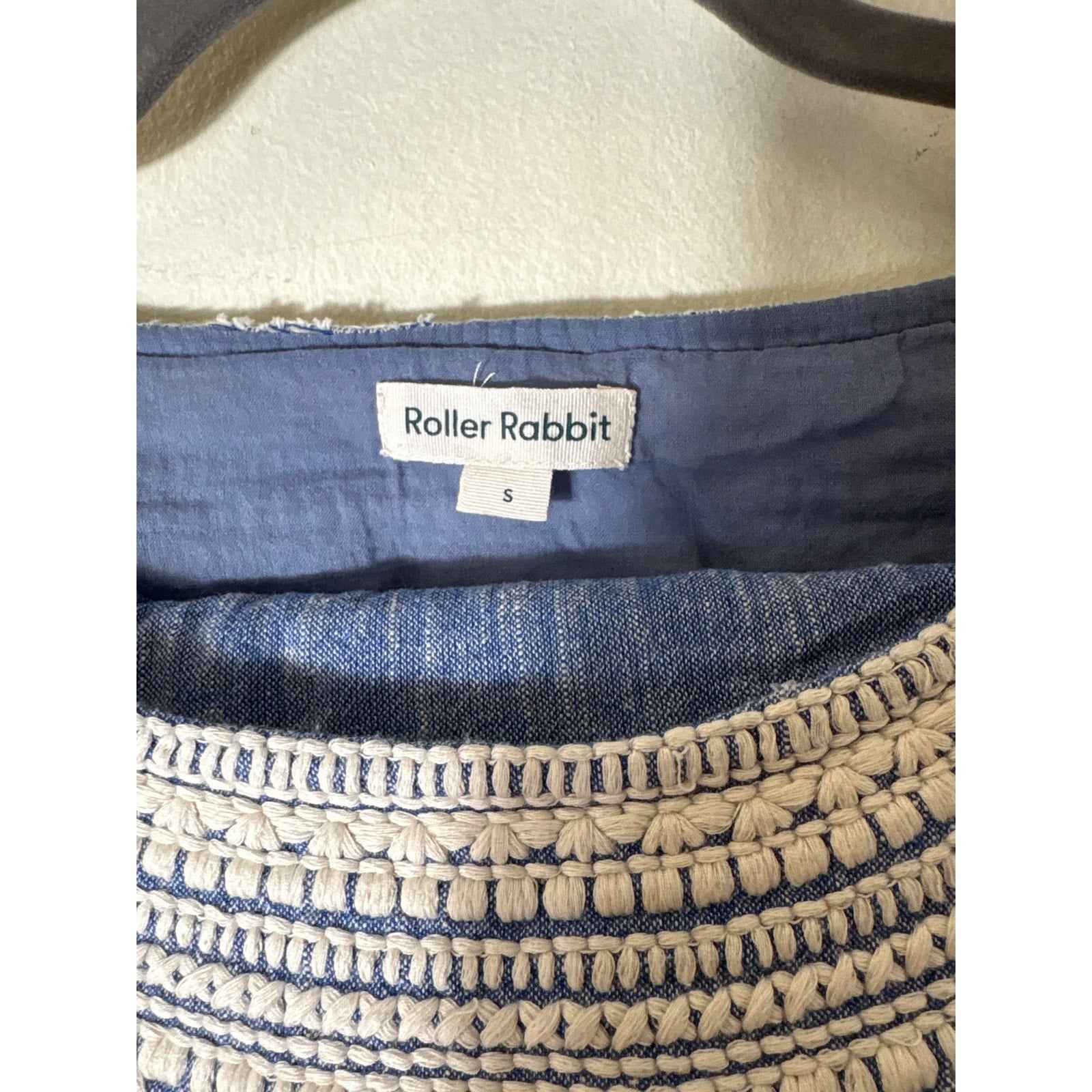 Roller Rabbit Chambray Embroidered Short Set Sz S