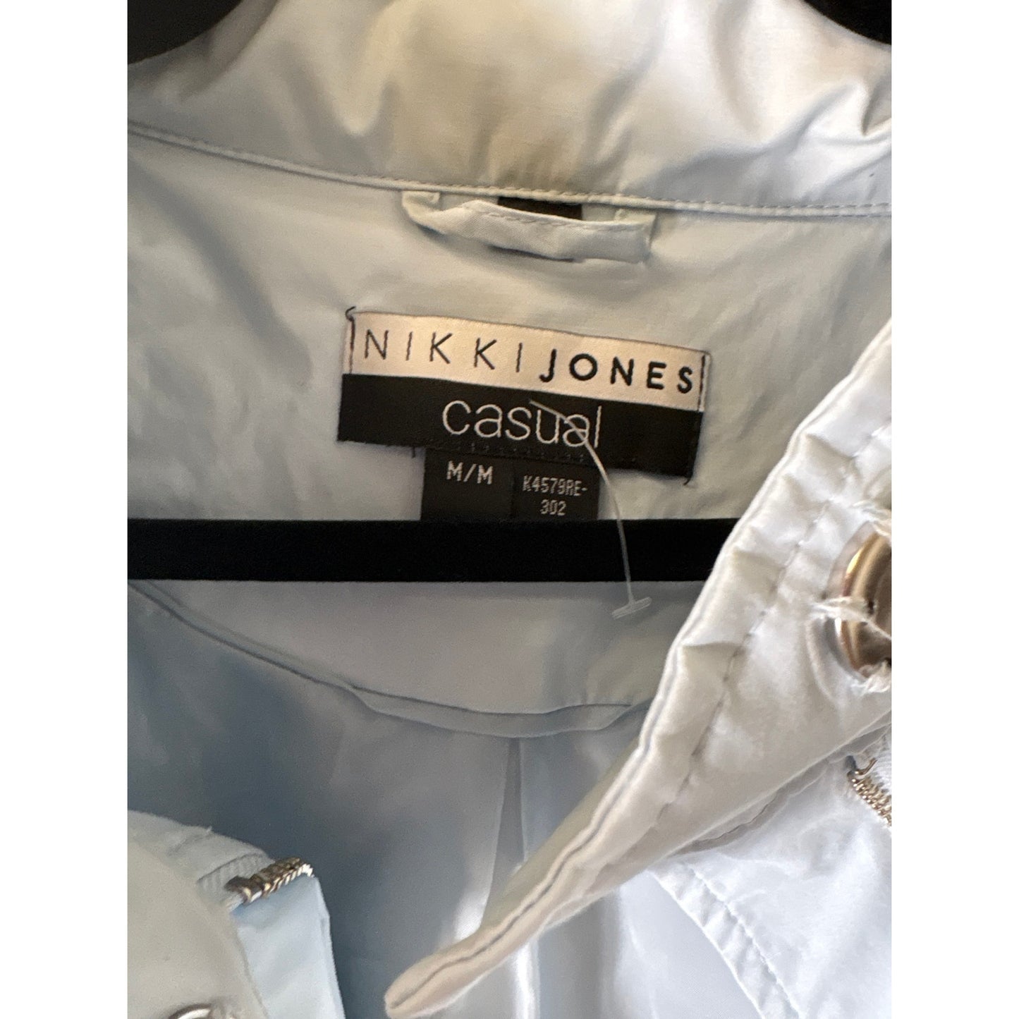 Nikki Jones casual Light Blue Everyday Long Sleeve Zip Up Hooded Jacket sz M
