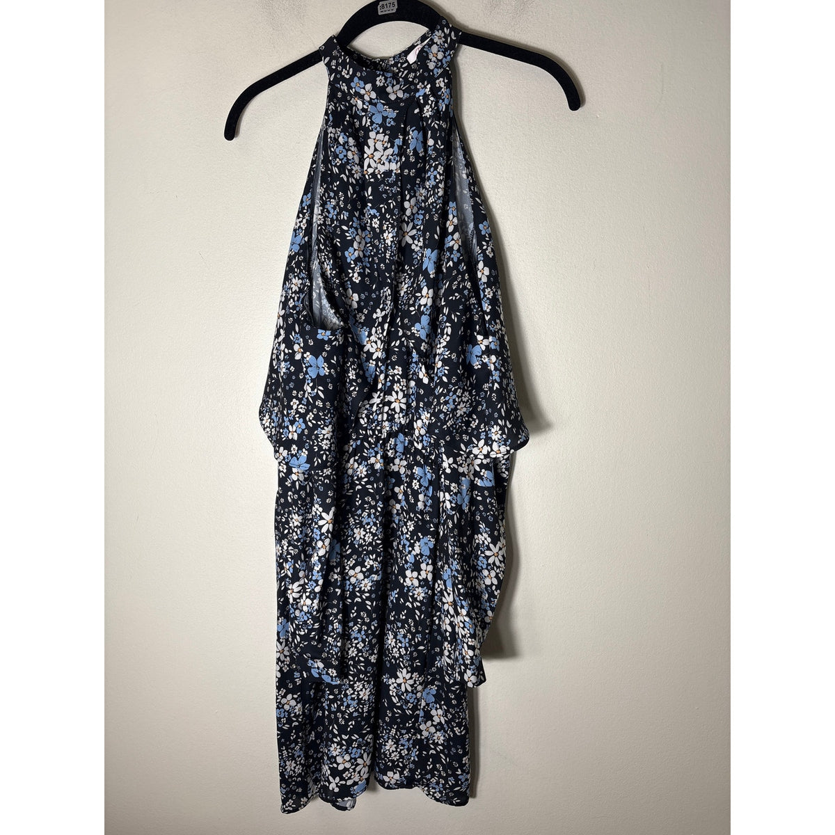 Parker Black Blue Floral Long Sleeve Cold Shoulder Mini Dress Sz S