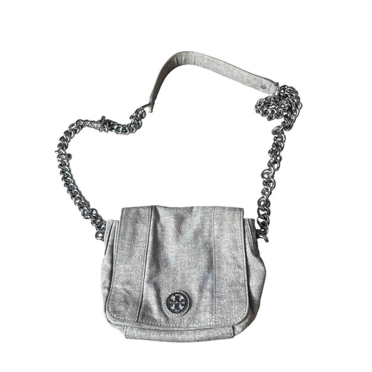 Tory Burch Gray Foldover Crossbody Bag 8"x6"