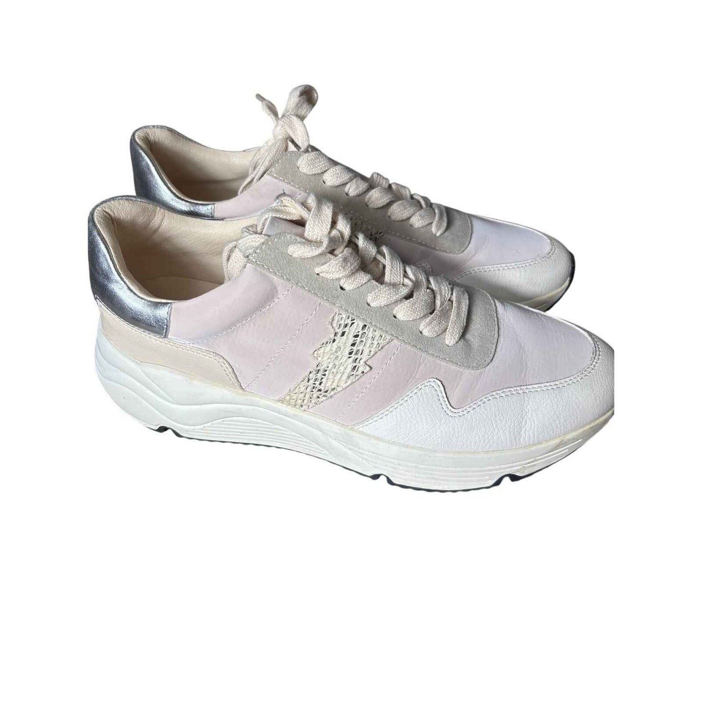 NWOB White Raven Pink White Silver Fashion Sneaker Sz 8.5
