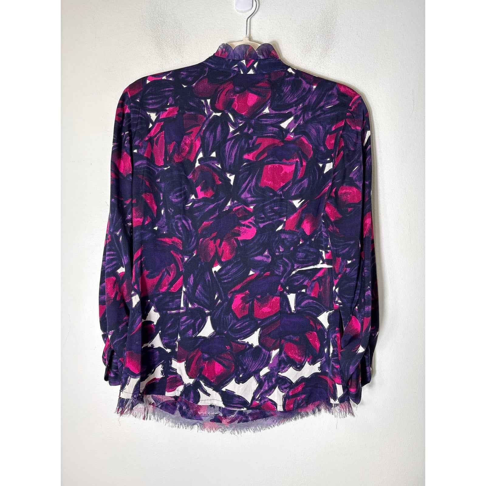 Elie Tahari Deep Purple Long Sleeve Silk Blouse Sz S