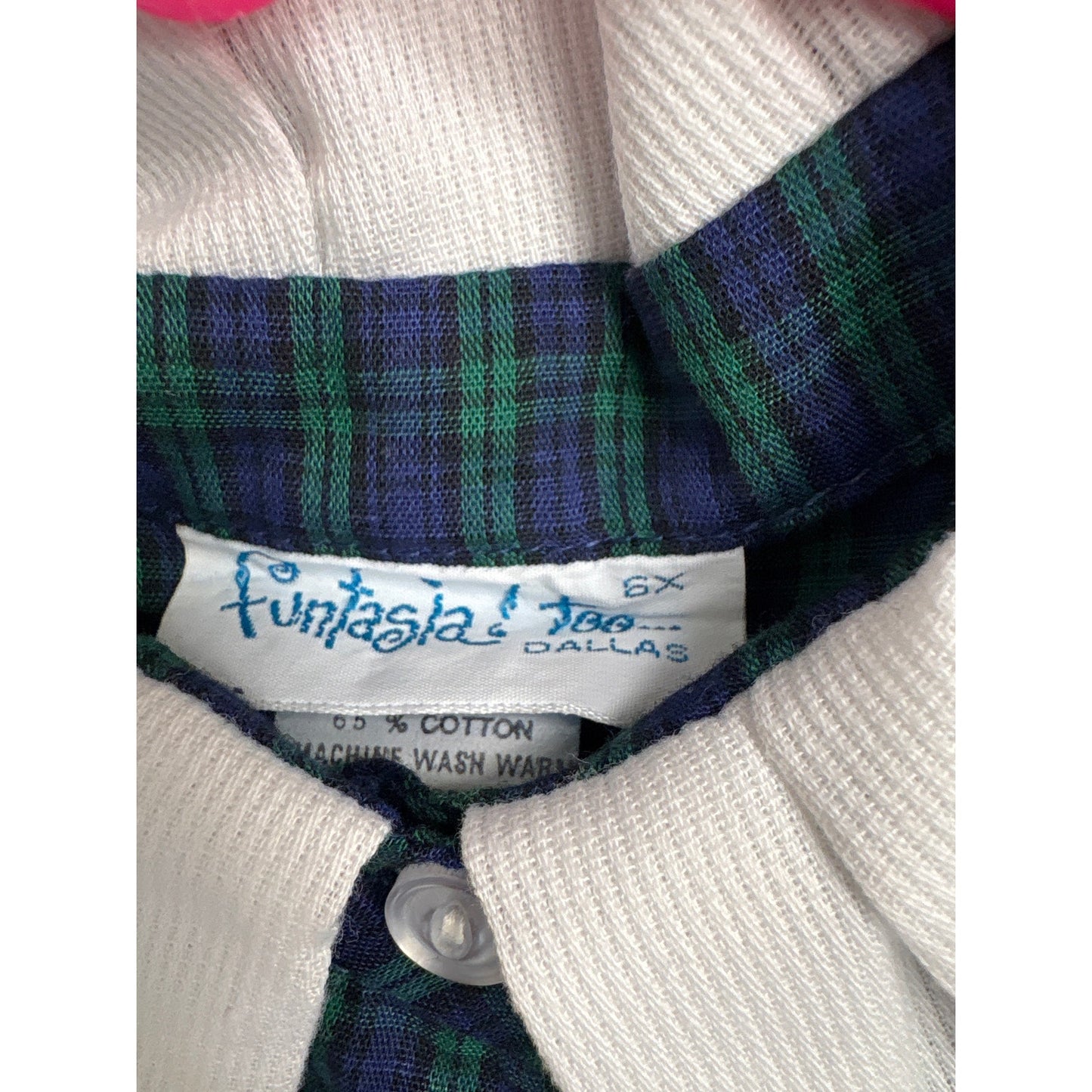 Girls Vintage Funtasia Too Navy, Green&Black Plaid Dress with White Collar Sz 6x