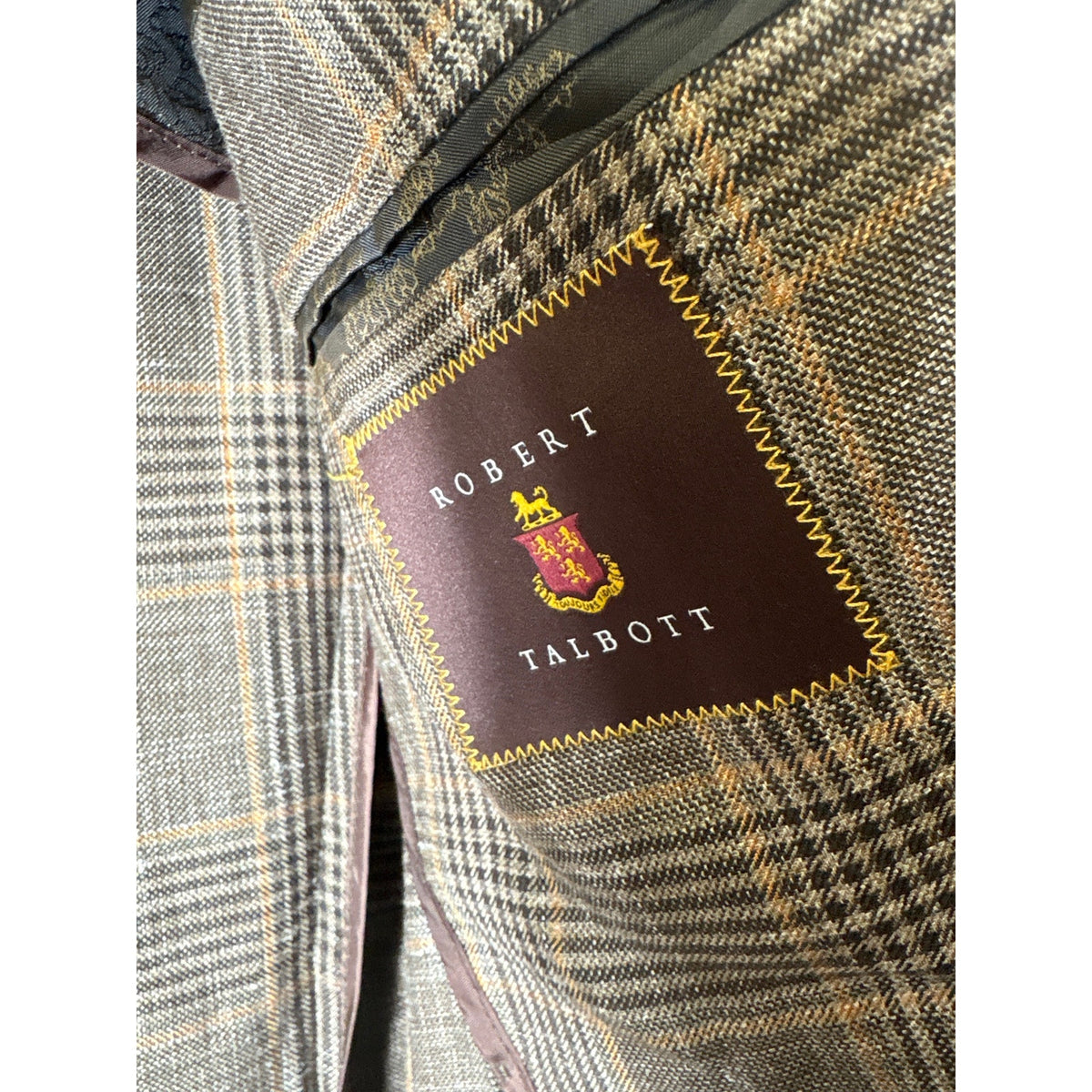 Robert Talbott Brown Plaid Long Sleeve Coat 40R