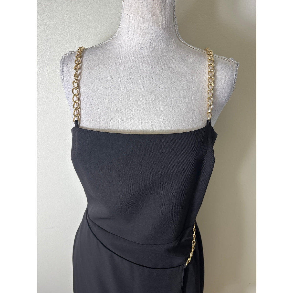 Amanda Uprichard Black and Gold Chain Mini Dress Sz S