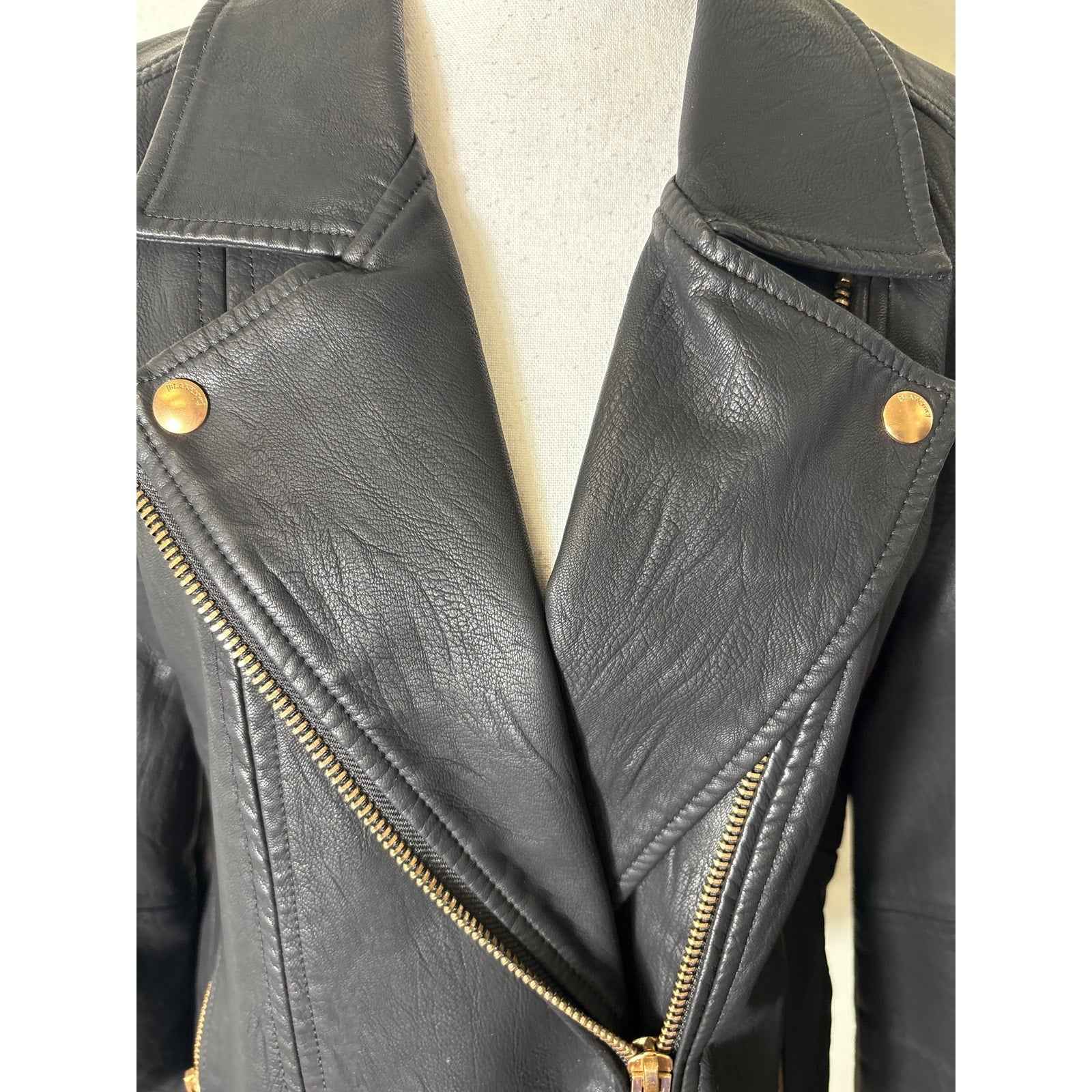 Blank NYC Black Faux Leather Long Sleeve Moto Jacket Sz M
