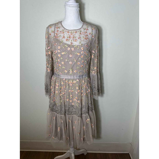 Needle & Thread Embroidery / Sequin Nude Mesh Special Occasion Dress Sz 10
