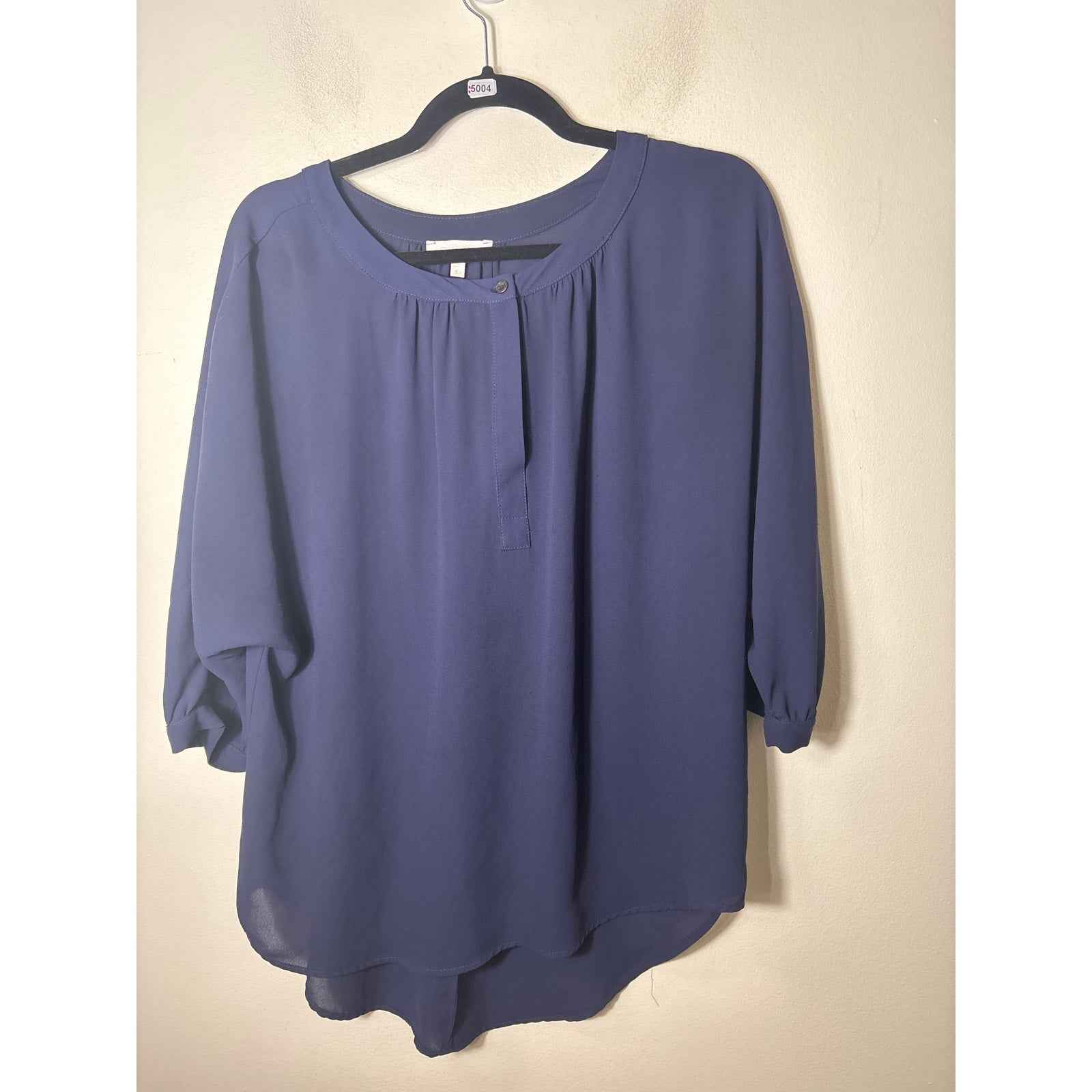 Glam Navy Long Sleeve Blouse Sz L