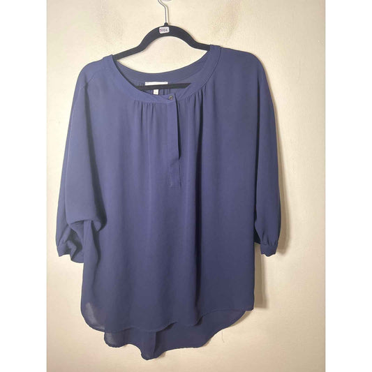 Glam Navy Long Sleeve Blouse Sz L