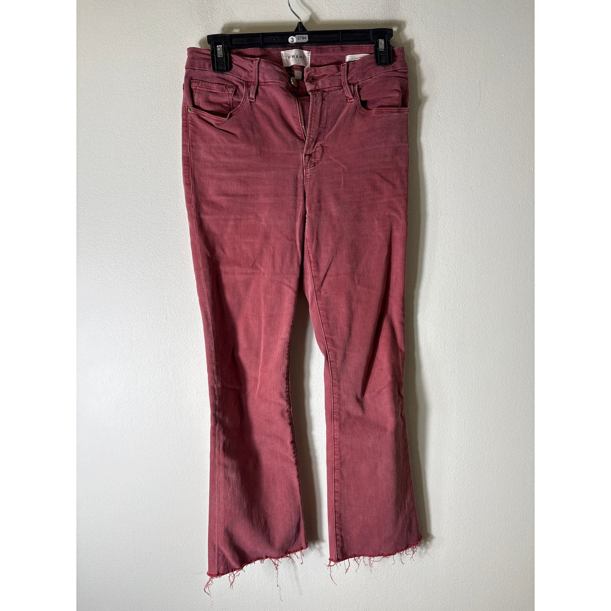 Frame Red Washed Le Crop Mini Boot Sz 27