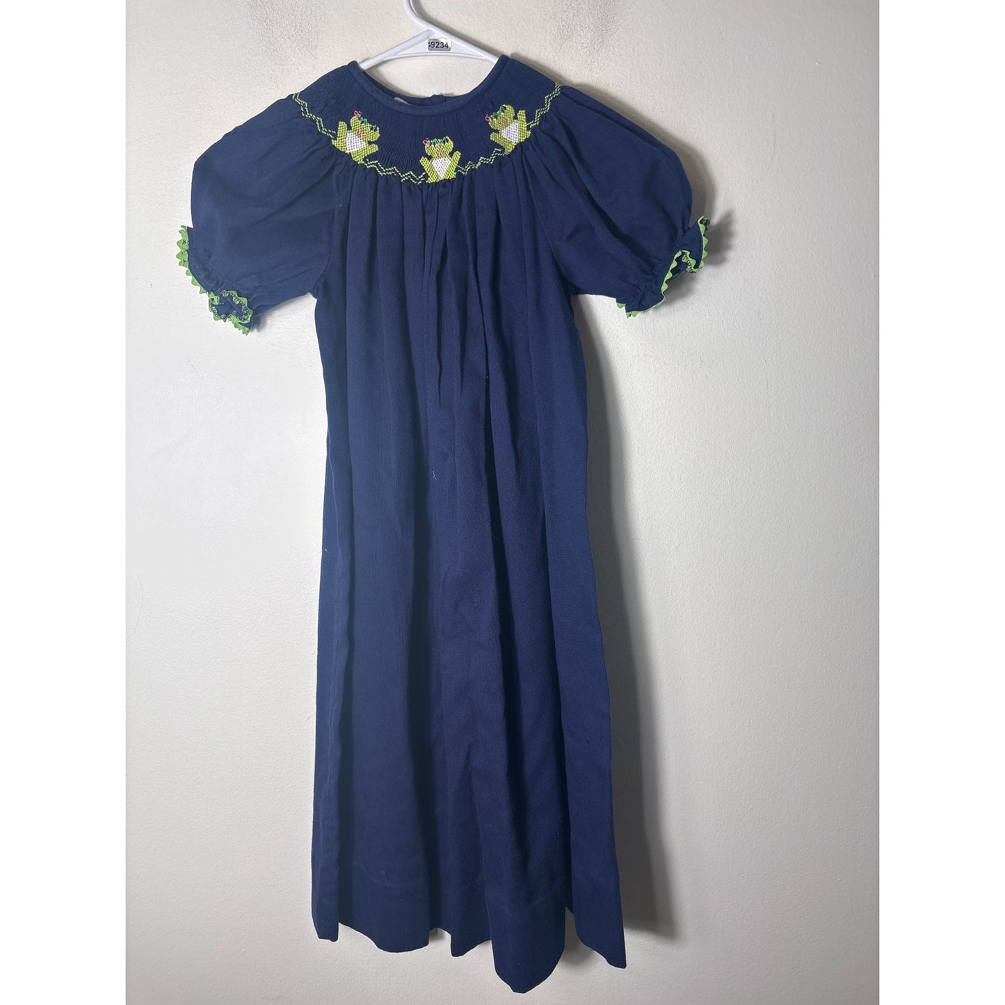 Girls Vintage Amanda Remembered Navy Smocked Frog Dress Sz 6x