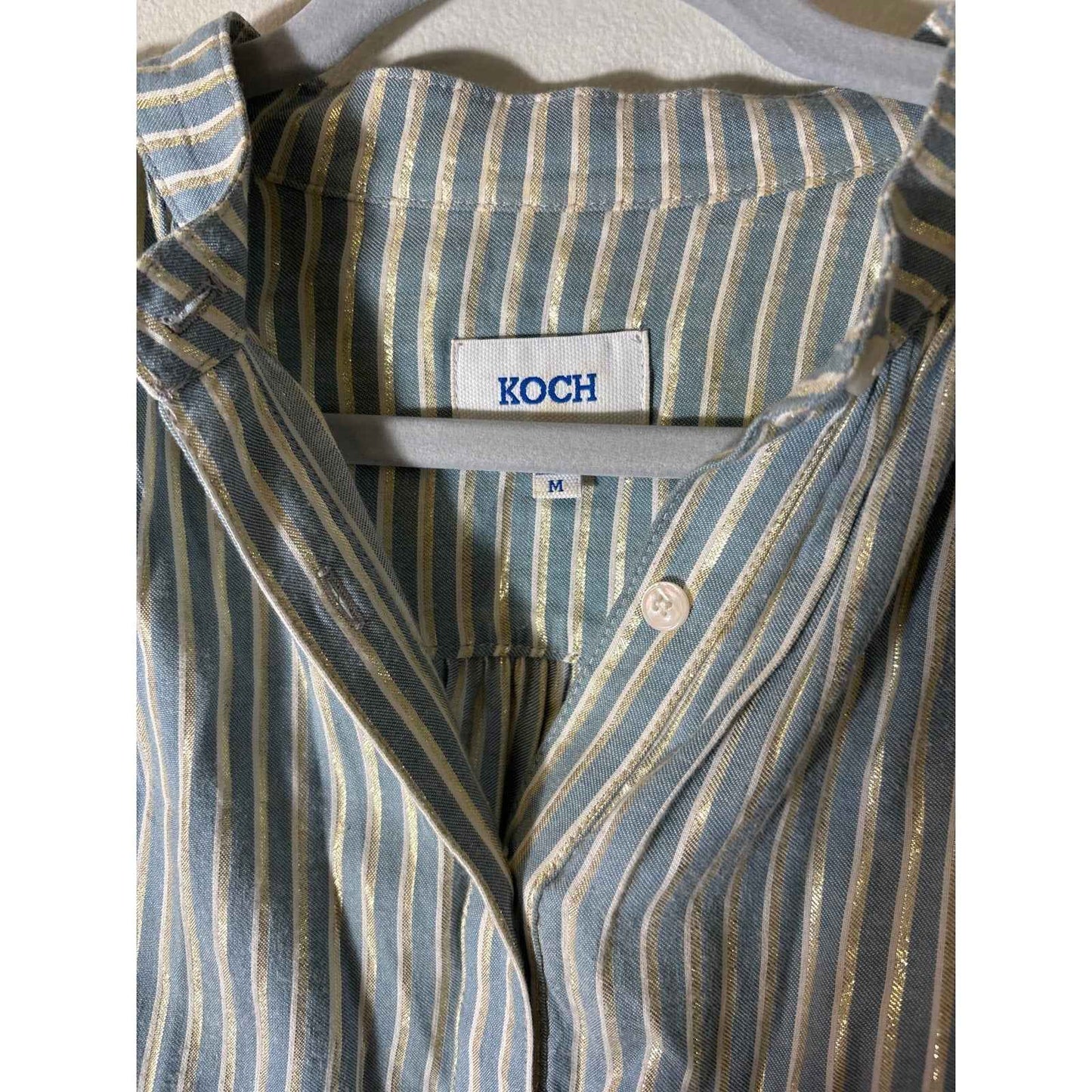 Koch Blue Gold Stripe Sleeveless Box Like Top Sz M