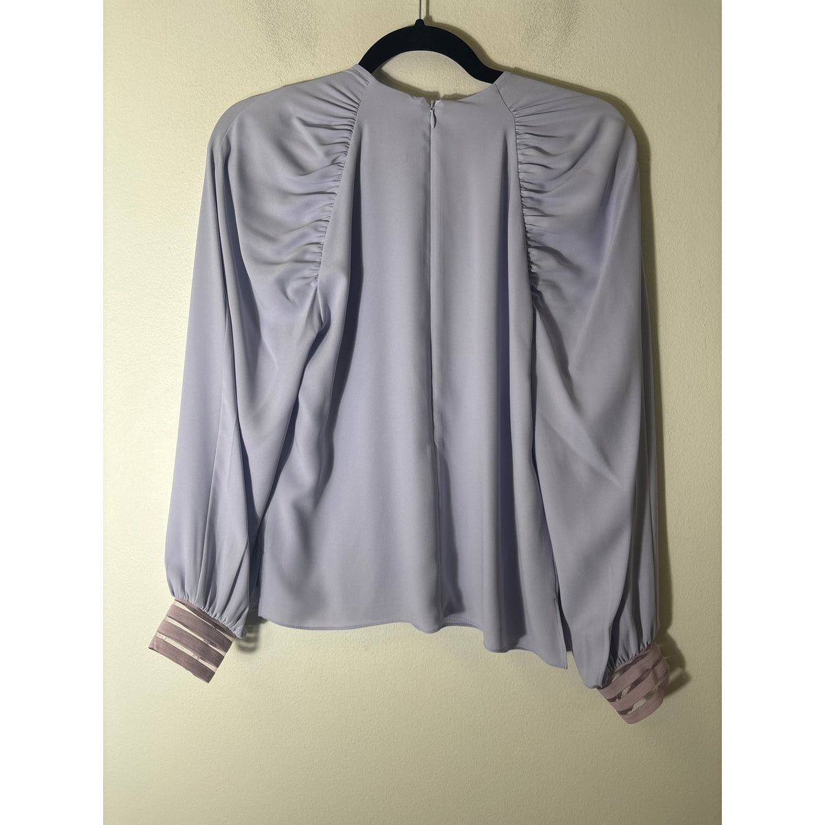 Prose&Poetry Light Lavender Long Sleeve Rouched Shoulder Blouse Sz S