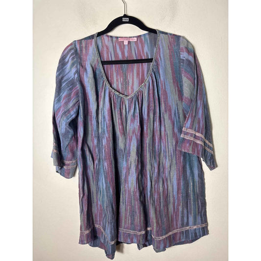 Calypso Blues and Purples Cotton Top Sz XS