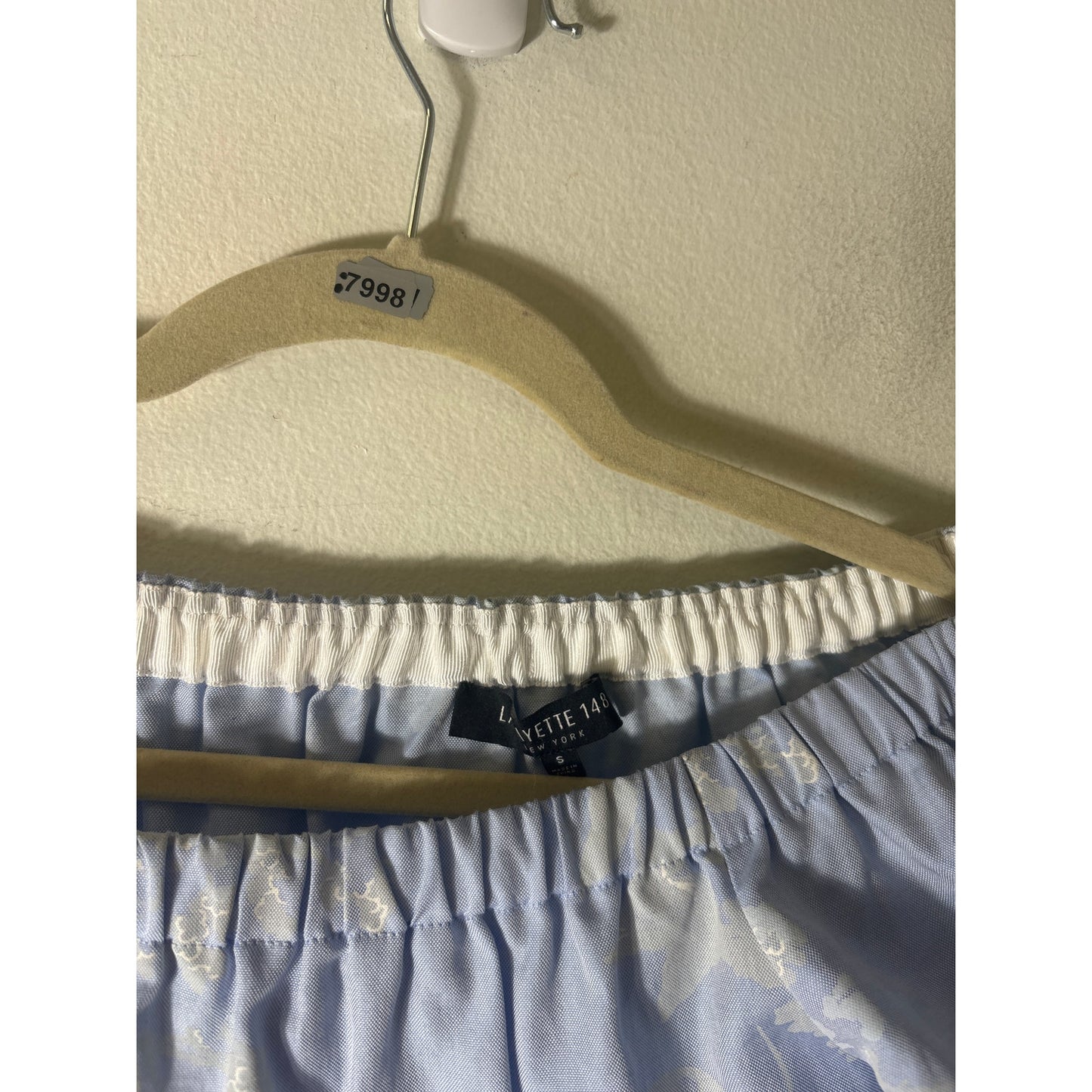 Lafayette 148 Light Blue Floral Long Sleeve Off The Shoulder Shirt Sz S