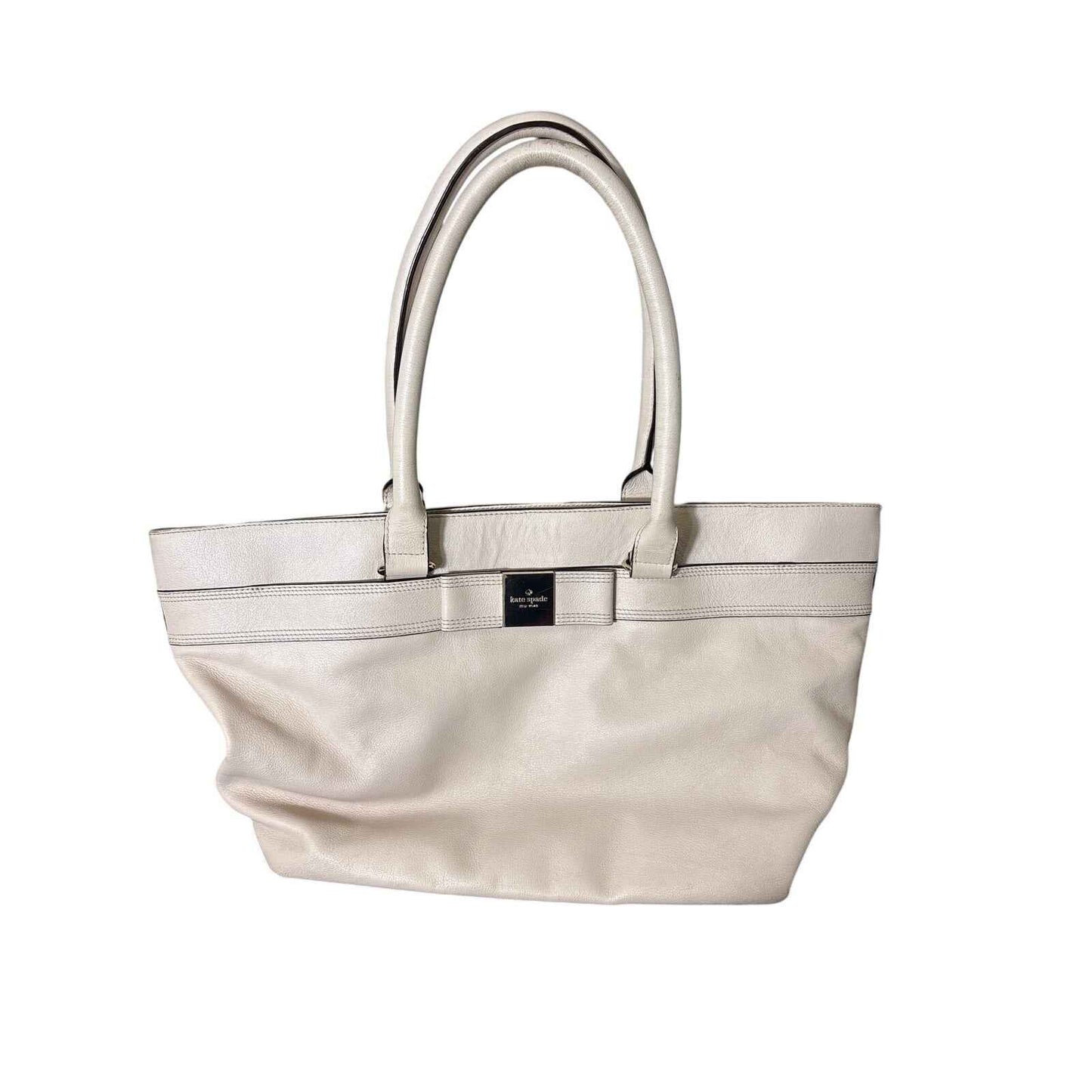 Kate Spade Beige Pebbled Leather Bow Shoulder Bag 20"x11"