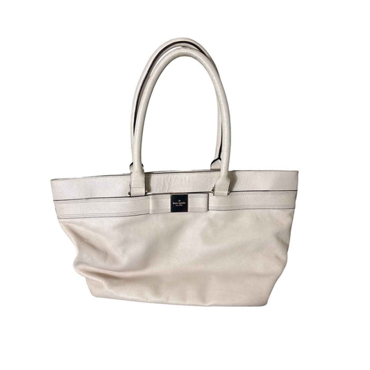 Kate Spade Beige Pebbled Leather Bow Shoulder Bag 20"x11"