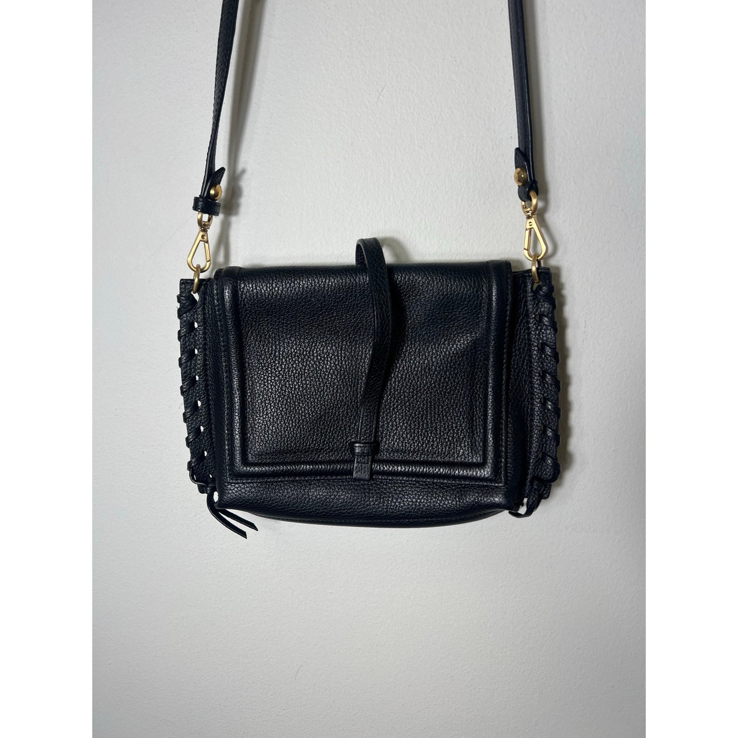 Annabell Ingall Australia Black Pebbled Leather Crossbody Bag