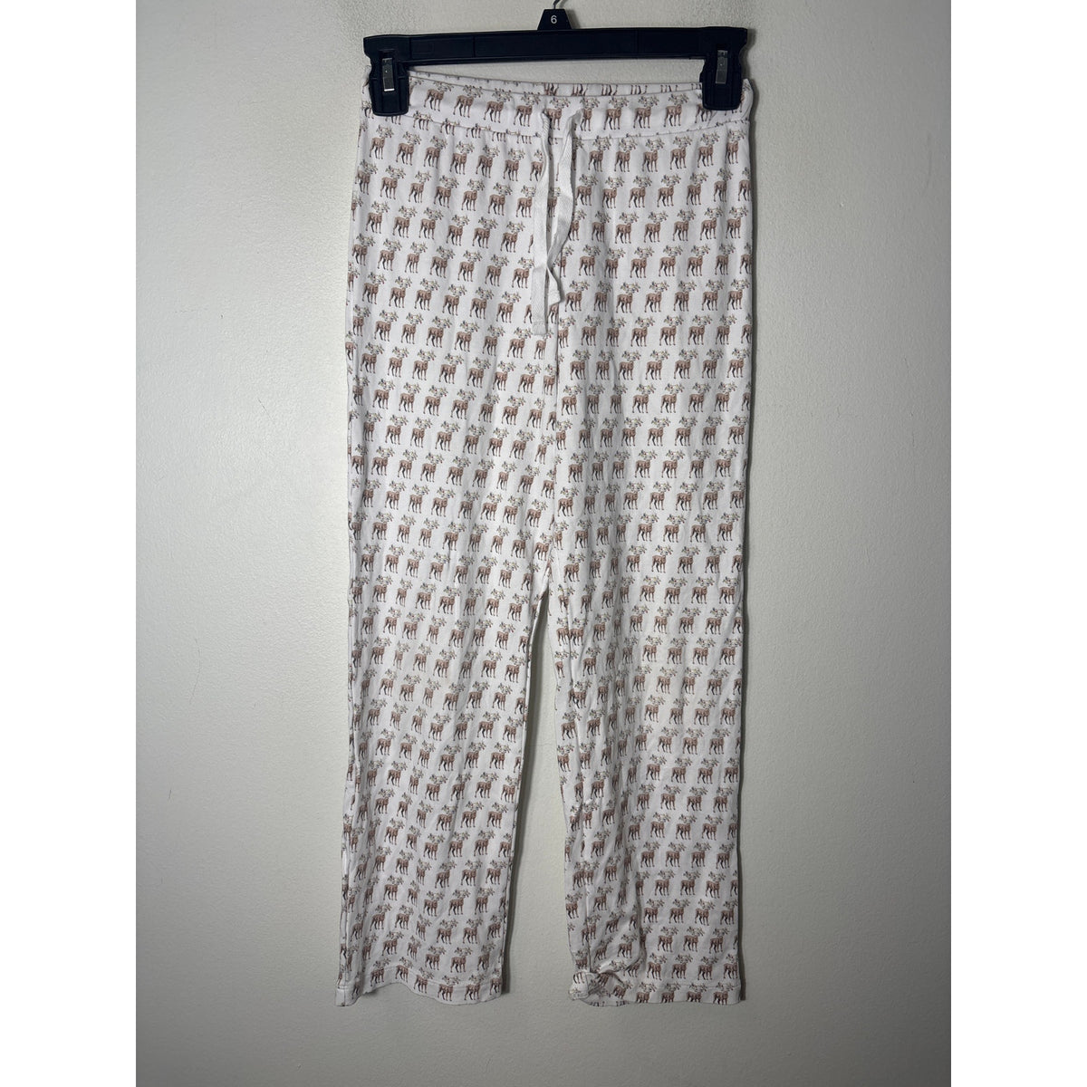 Girls Lila and Hayes White Reindeer Cotton PJ Pants Sz 7