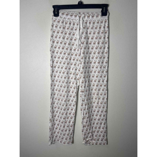 Girls Lila and Hayes White Reindeer Cotton PJ Pants Sz 7