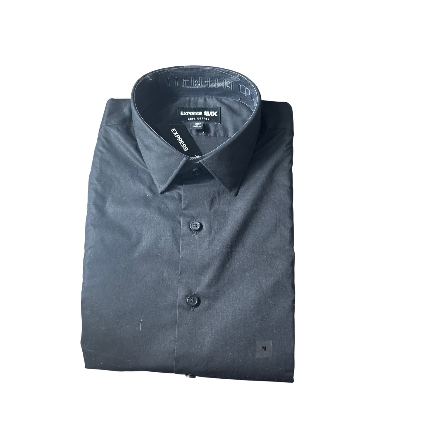 NWT Men's Express Black Button Up Dress Shirt Sz 15-15.5 (M)