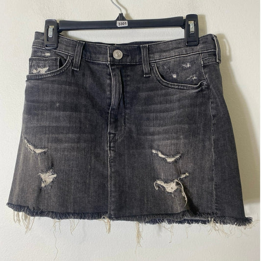 Hudson Black Distressed Cutoff Jean Mini Skirt Sz 26