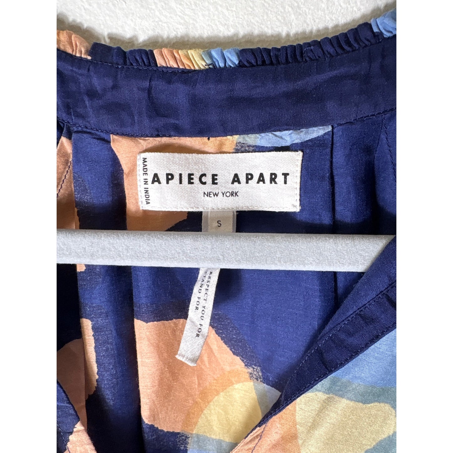 A Piece Apart Navy Blue Short Sleeve V-Neck Top Sz S
