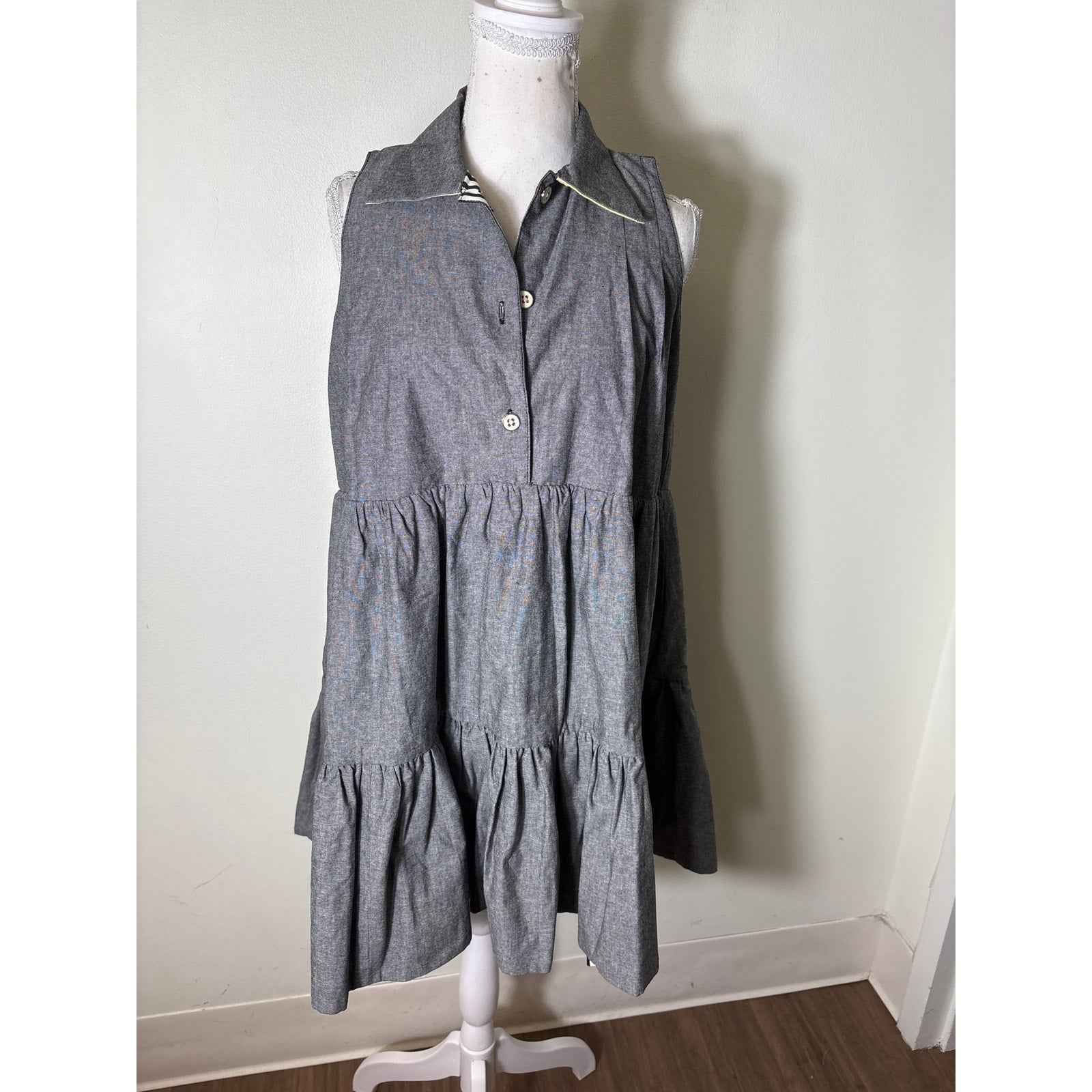 NWT Buru Maisonette Reversible Tiered Mini Dress Sz XS