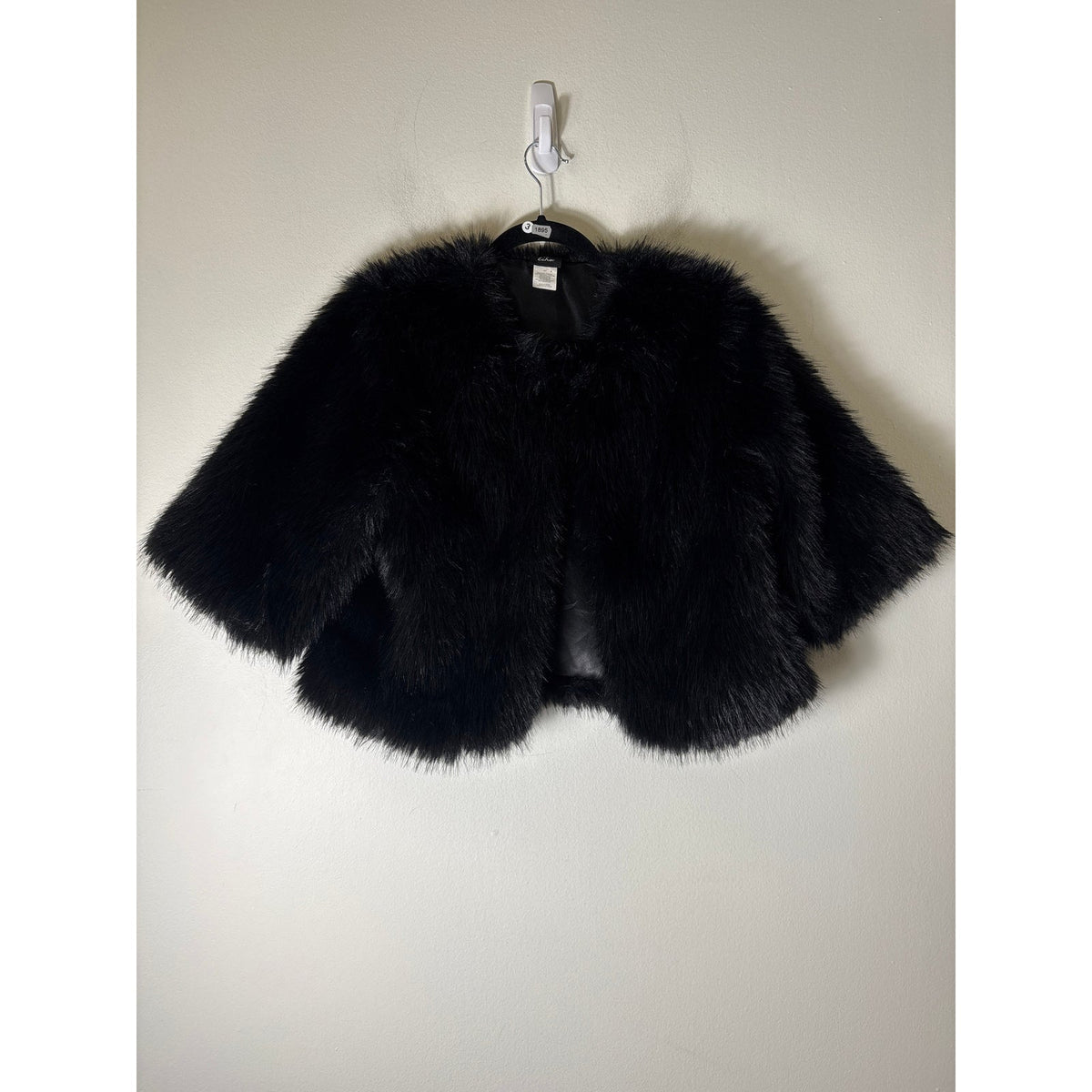 Echo Black Faux Fur 3/4 Sleeve Cropped Coat Sz S