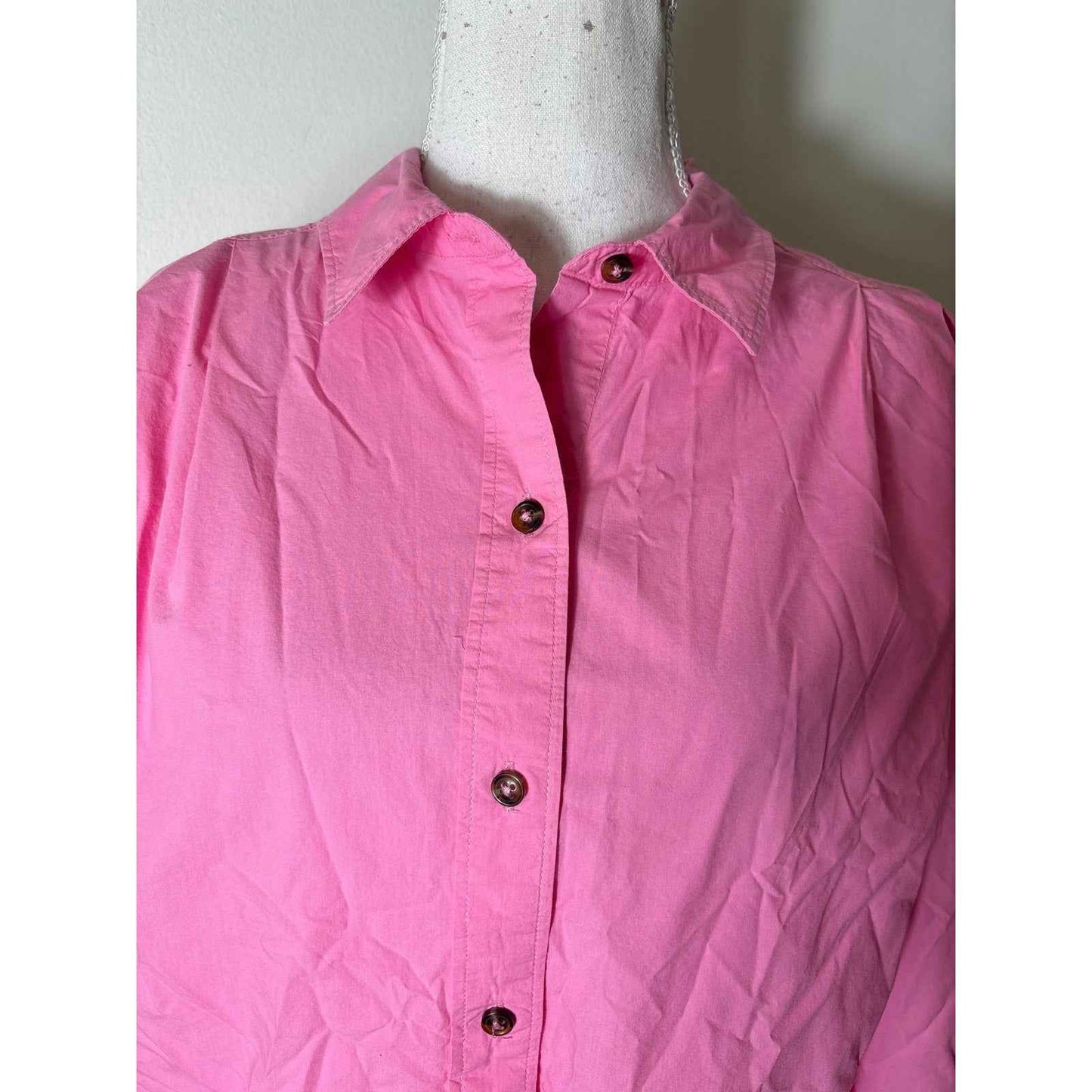 eTica Organic Cotton Pink Long Sleeve Button Up Shirt Sz S