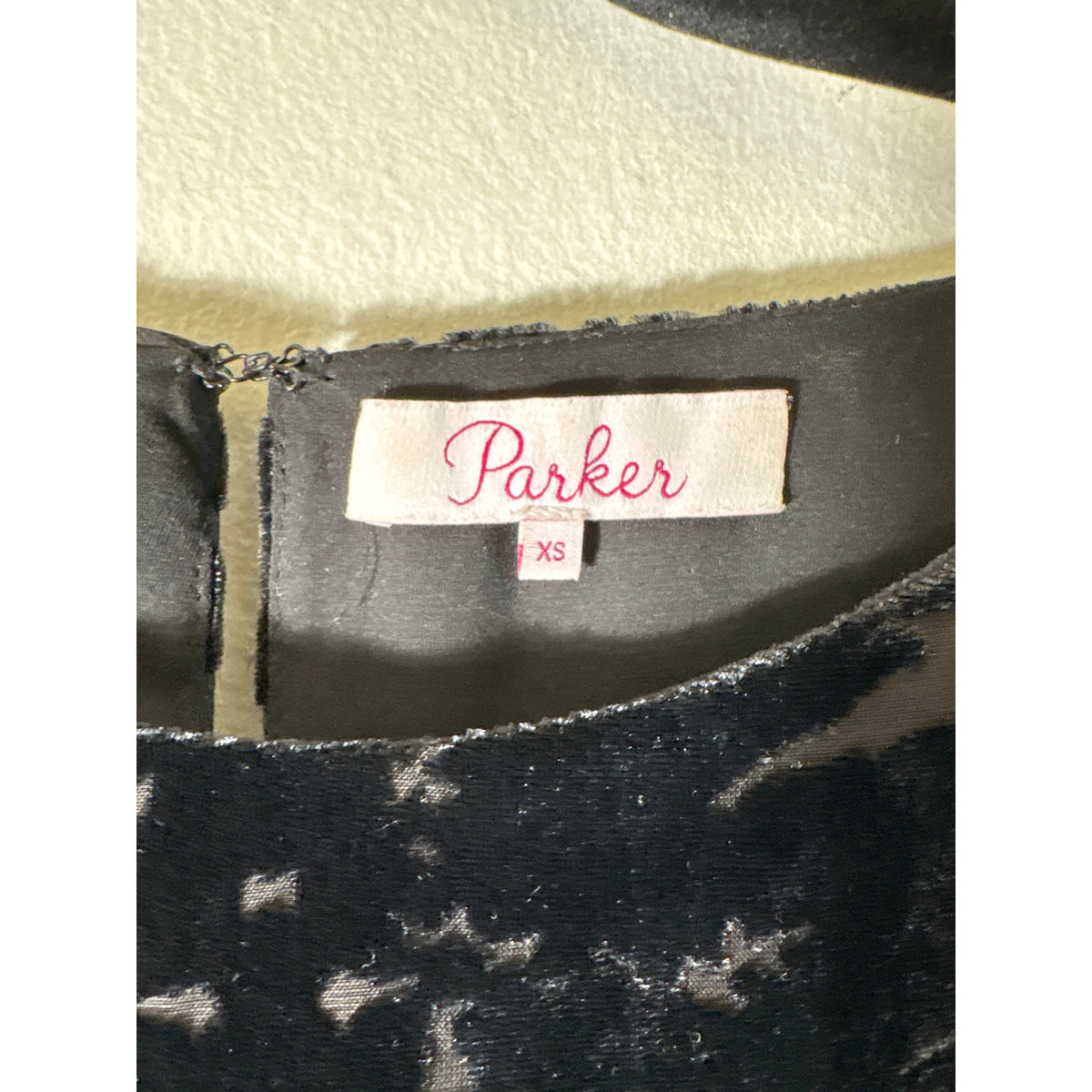 Parker Black Floral Sheer Burned Velvet Mini Dress Sz XS