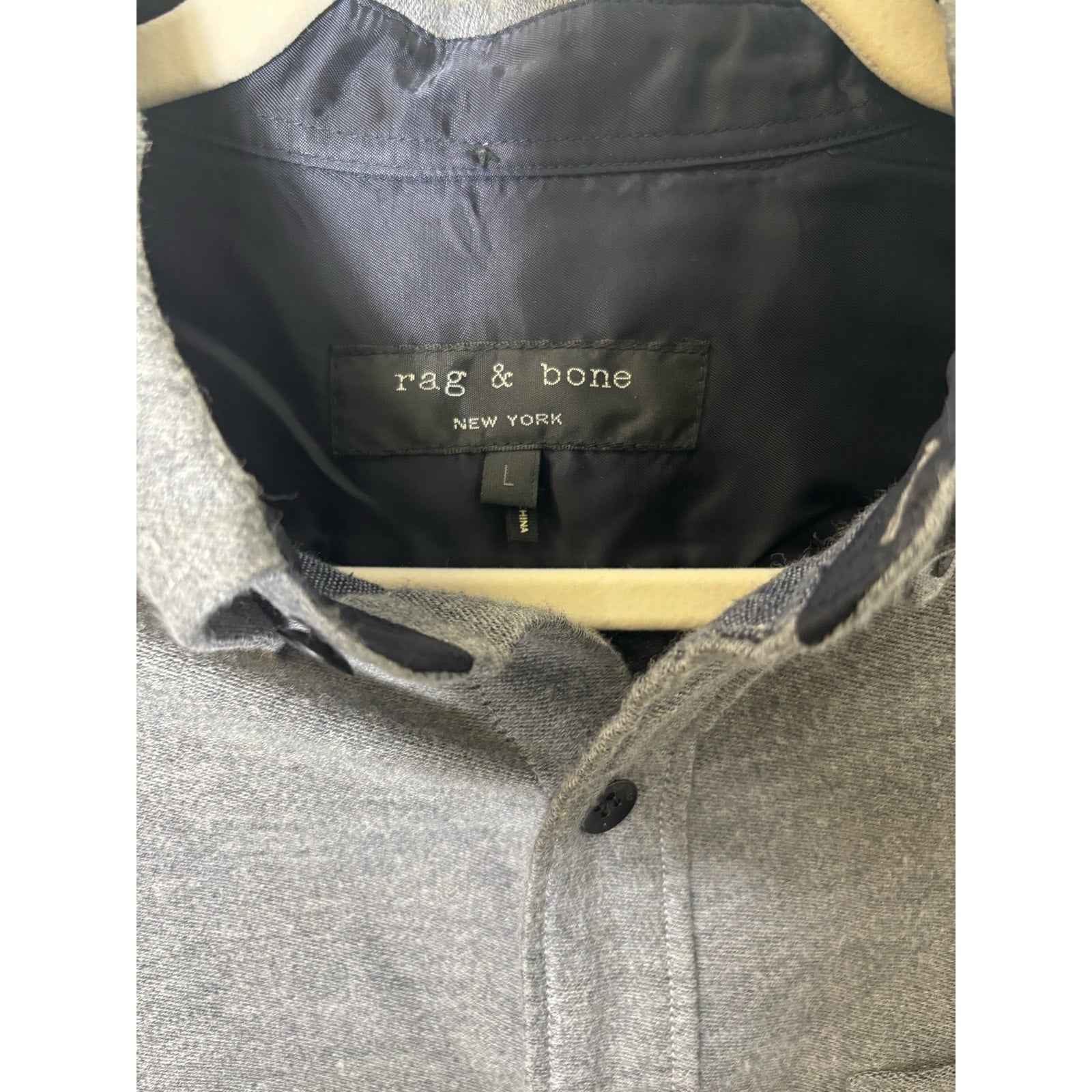 Men's Rag & Bone Gray Cotton Long sleeve Button Down Shirt Sz L