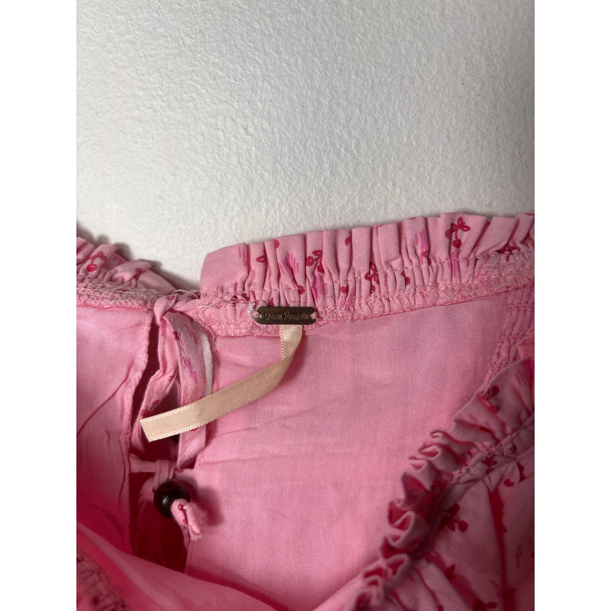 Free People Pink Cherry Cotton Spaghetti Strap Mini Dress Sz S