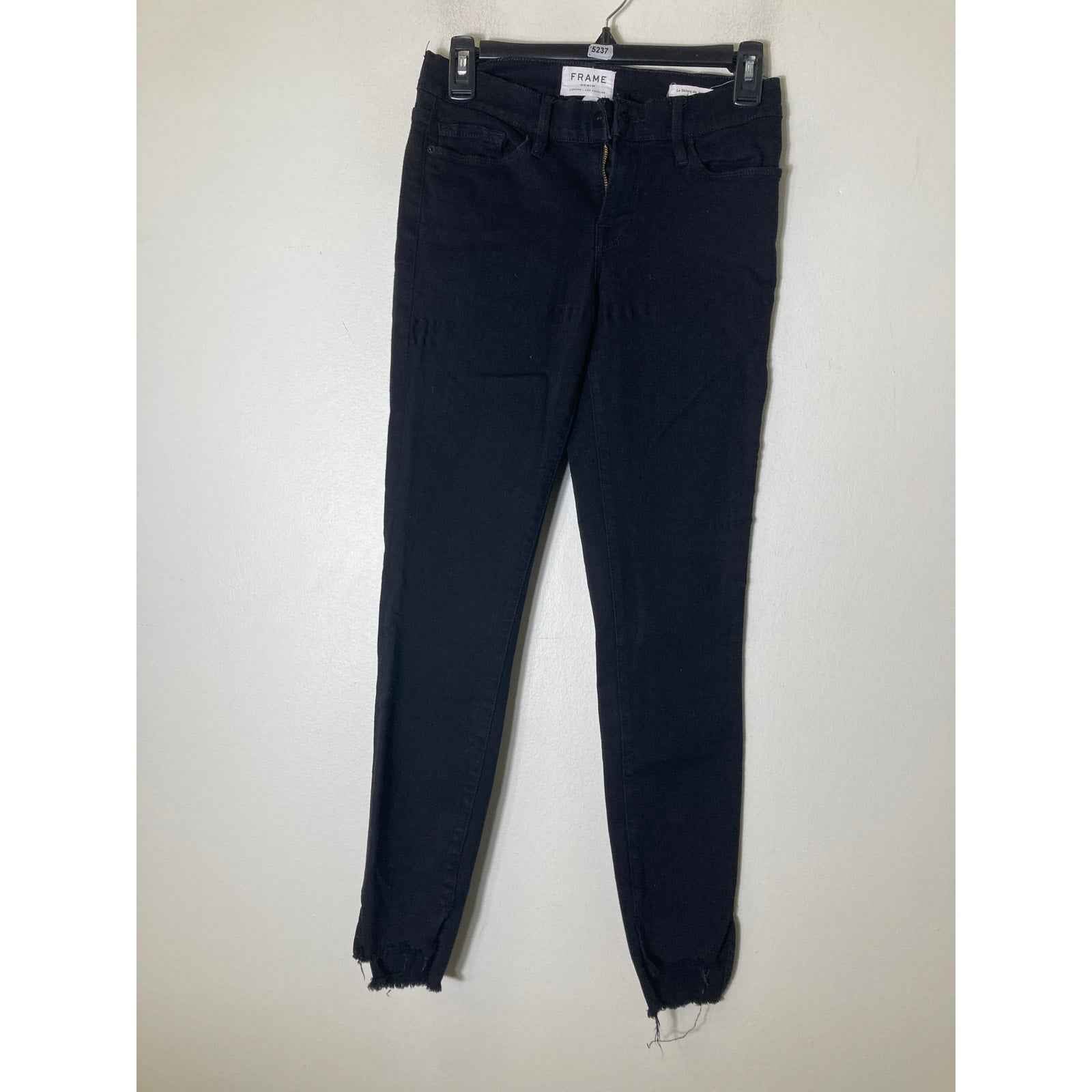 Frame Le Skinny de Jeanne Black Frayed Hem Denim Sz 26