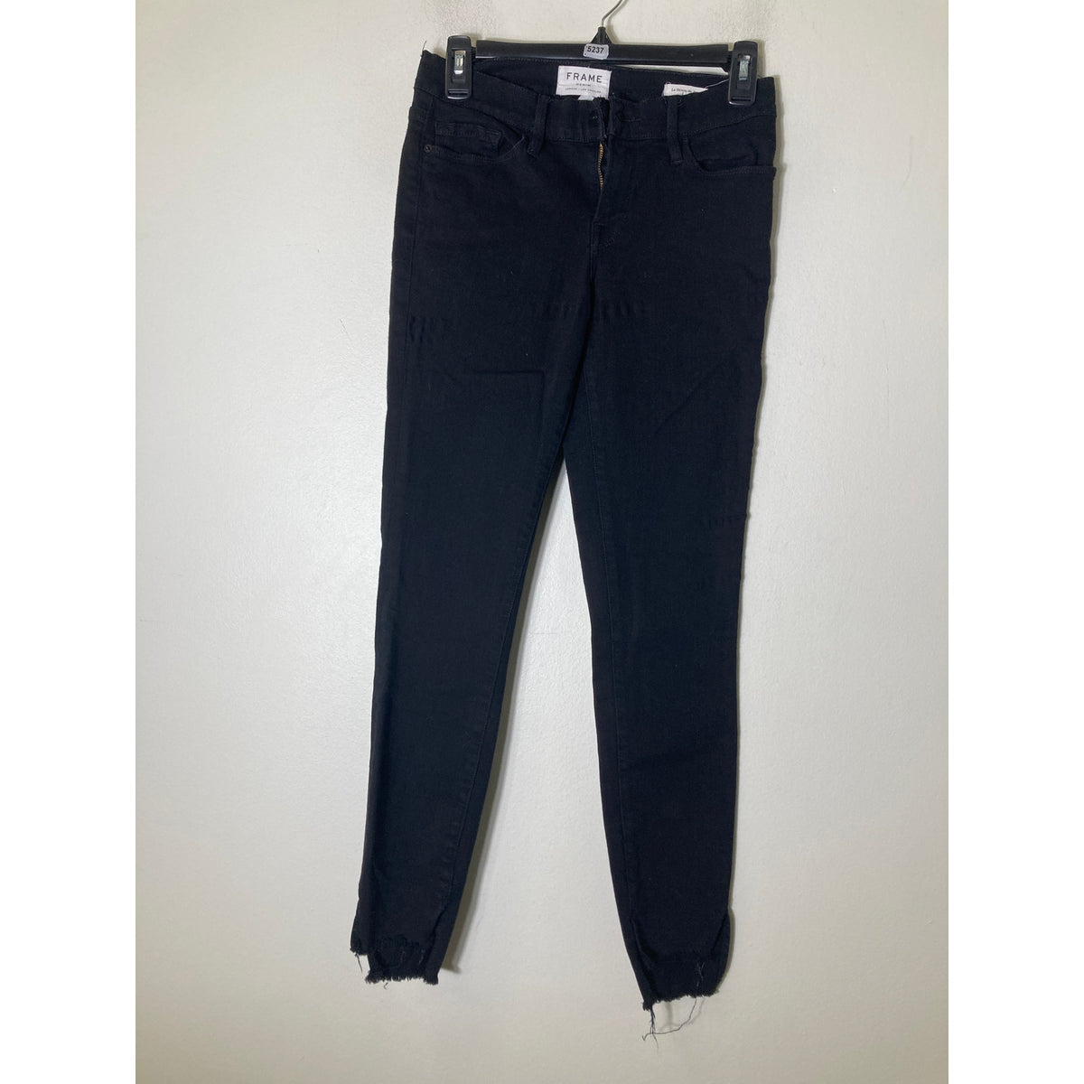 Frame Le Skinny de Jeanne Black Frayed Hem Denim Sz 26