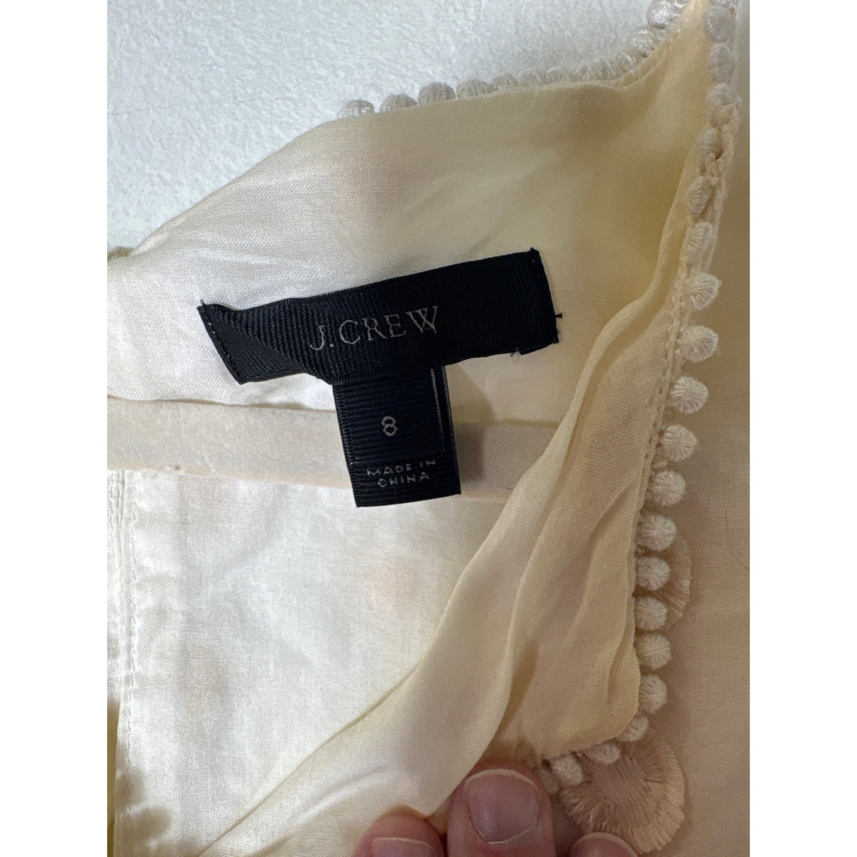 J. Crew Cream Short Sleeve Cotton Knee Length Dress Sz 8