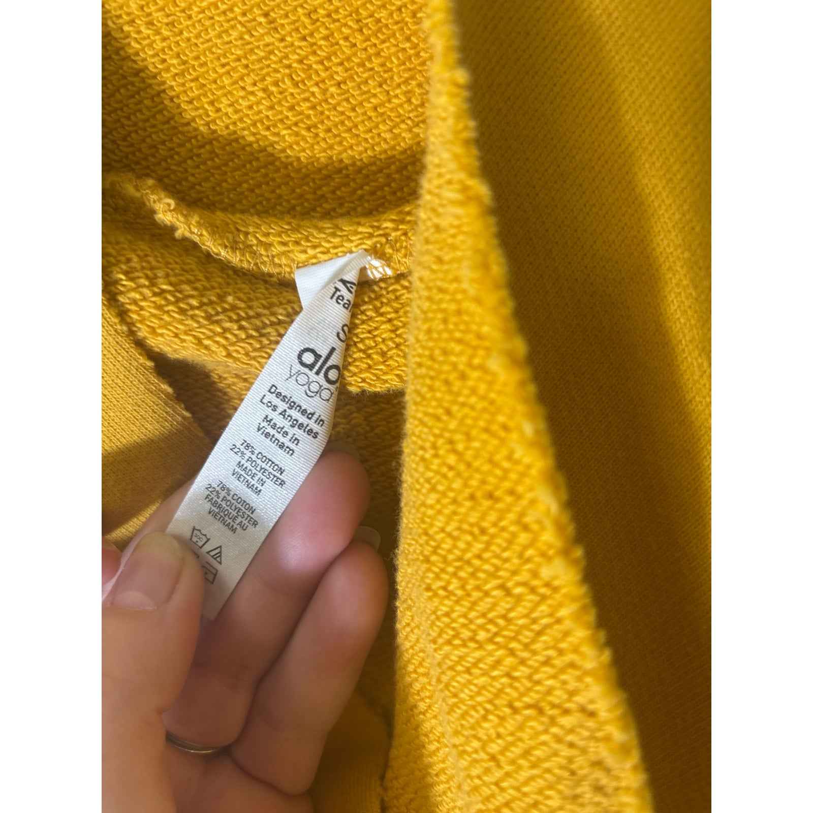 Alo Yoga Marigold Yellow Long Sleeve Hooded Sweatshirt Sz S