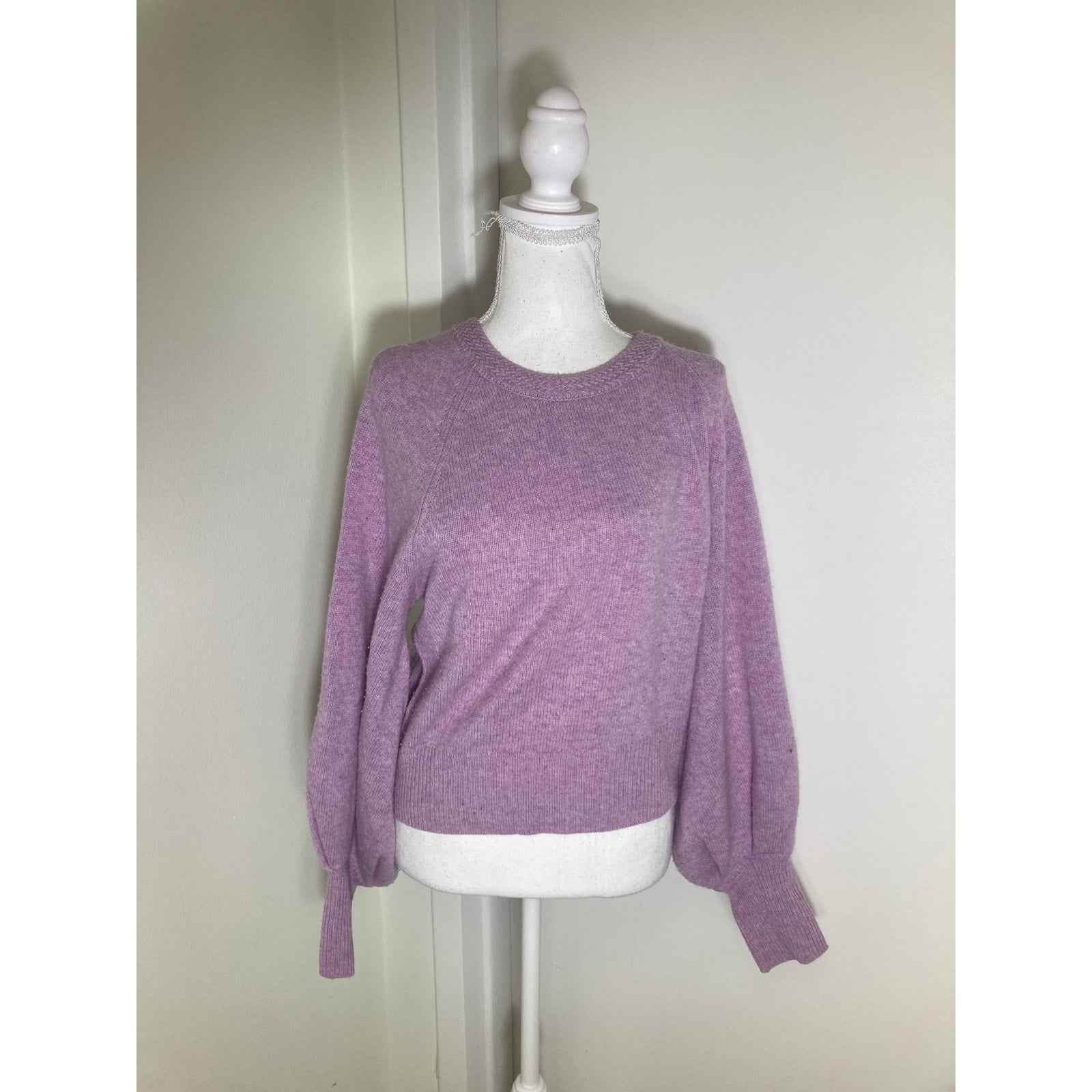 Love Shack Fancy Lavendar Herringbone Neckline Sweater Sz S